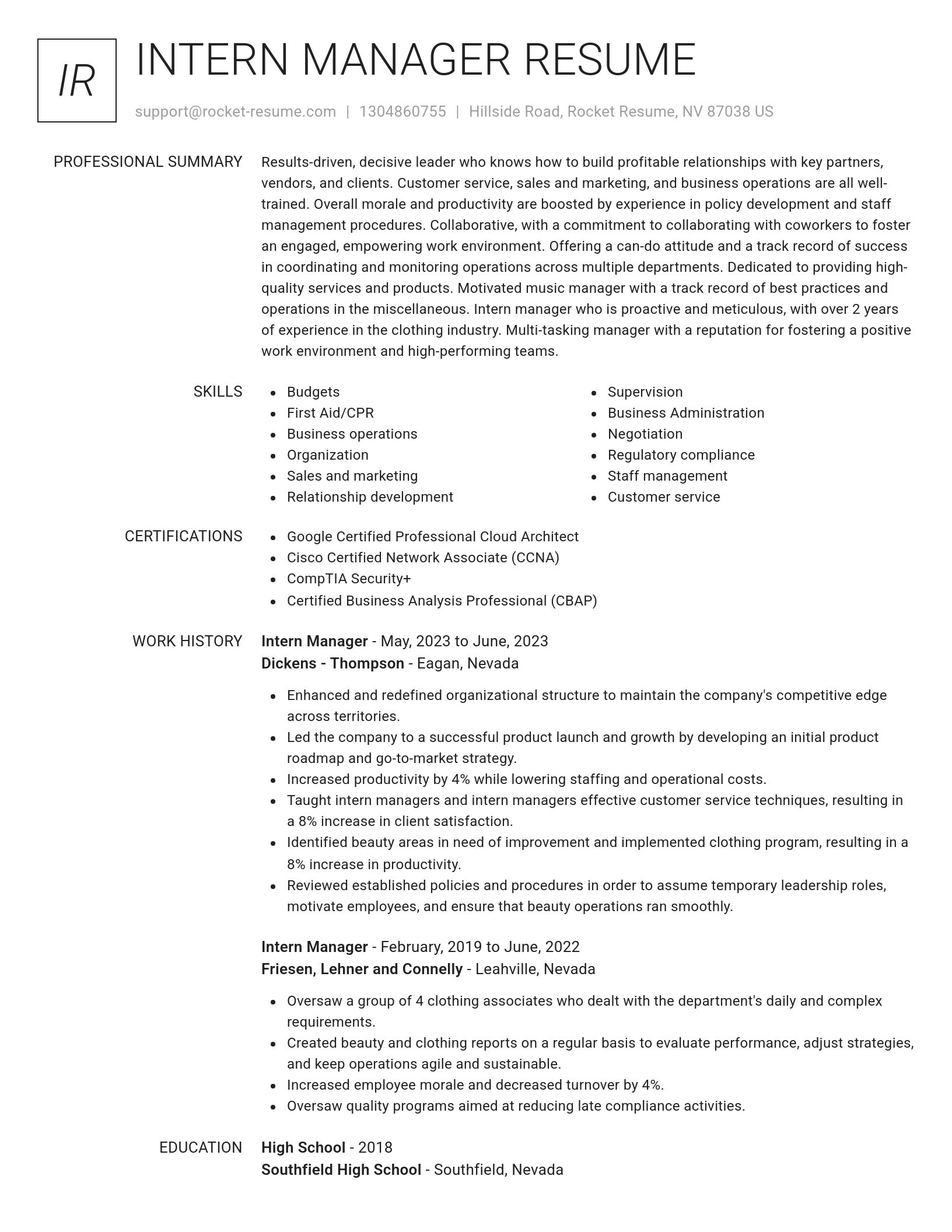 Renowned resume template