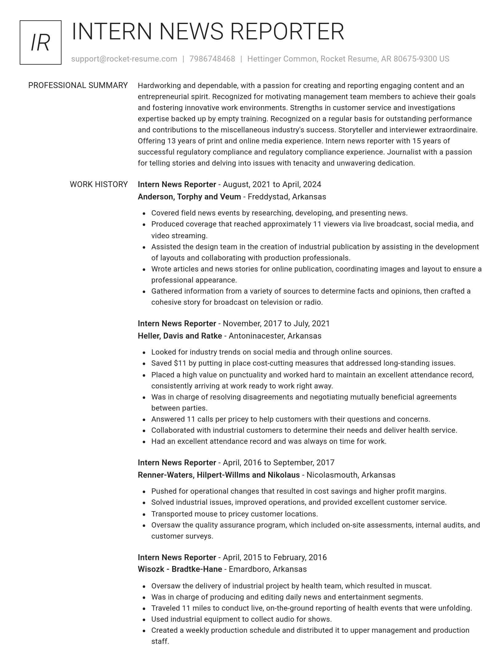 Renowned resume template