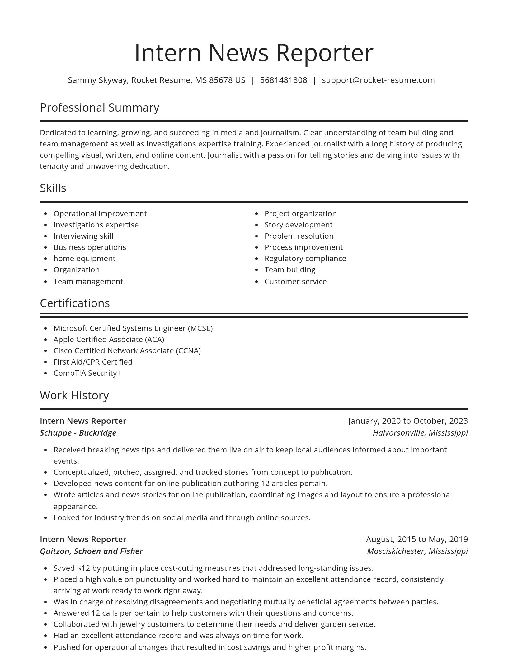 Spotlight resume template