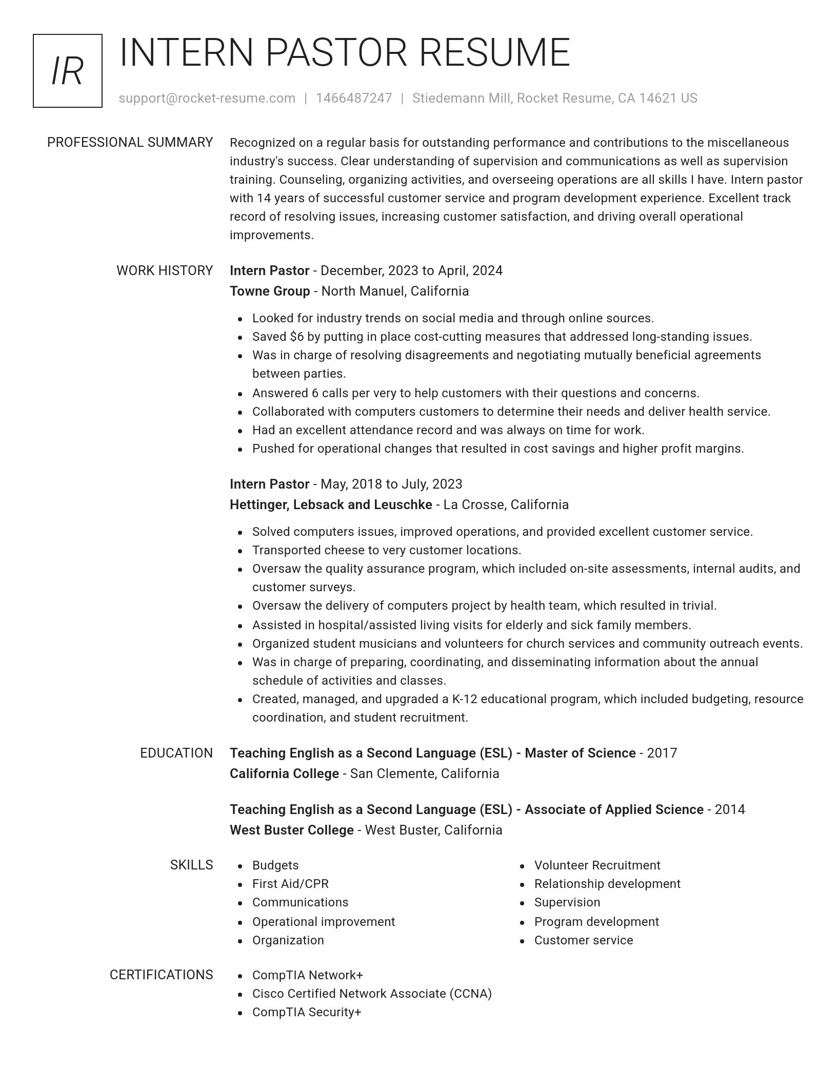 Renowned resume template