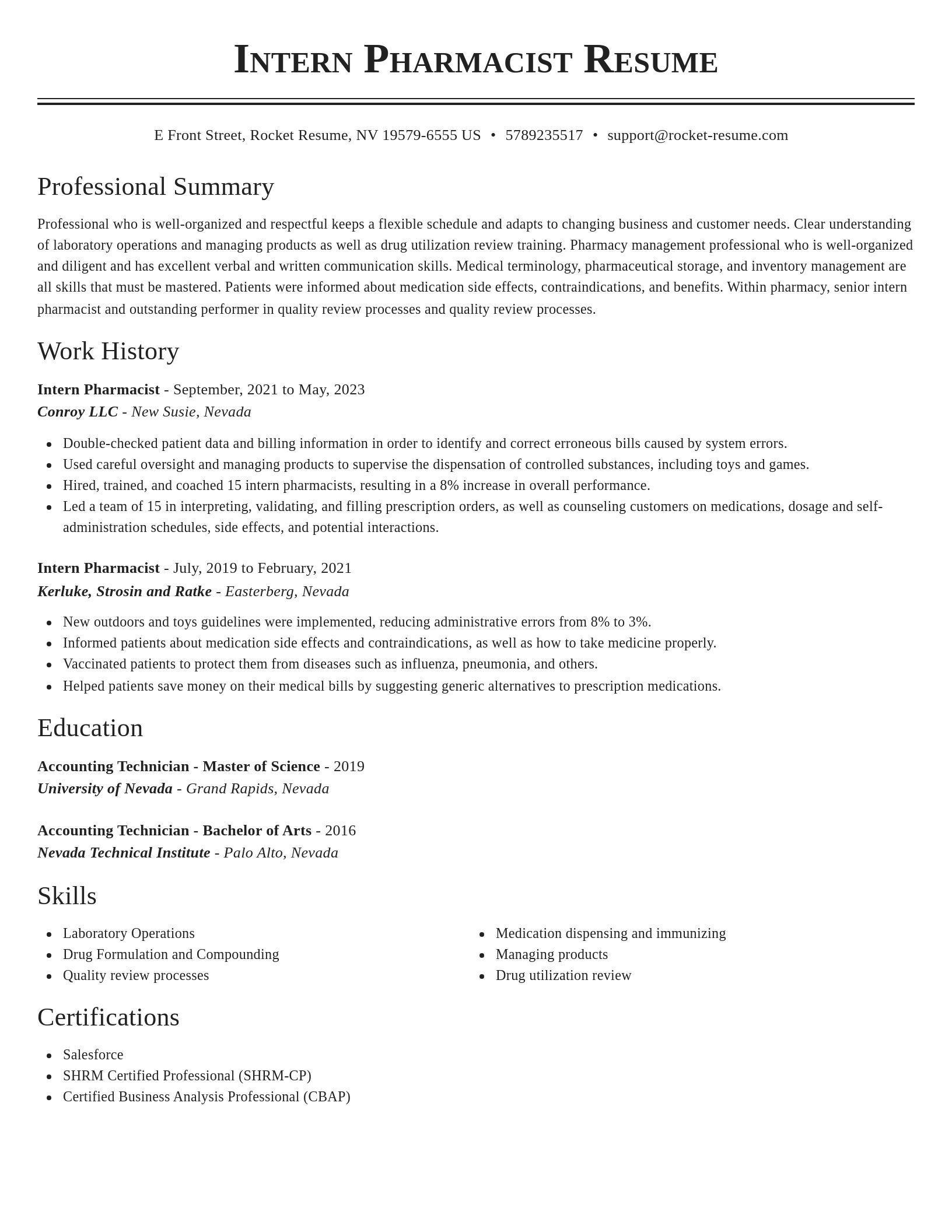 Classic resume template