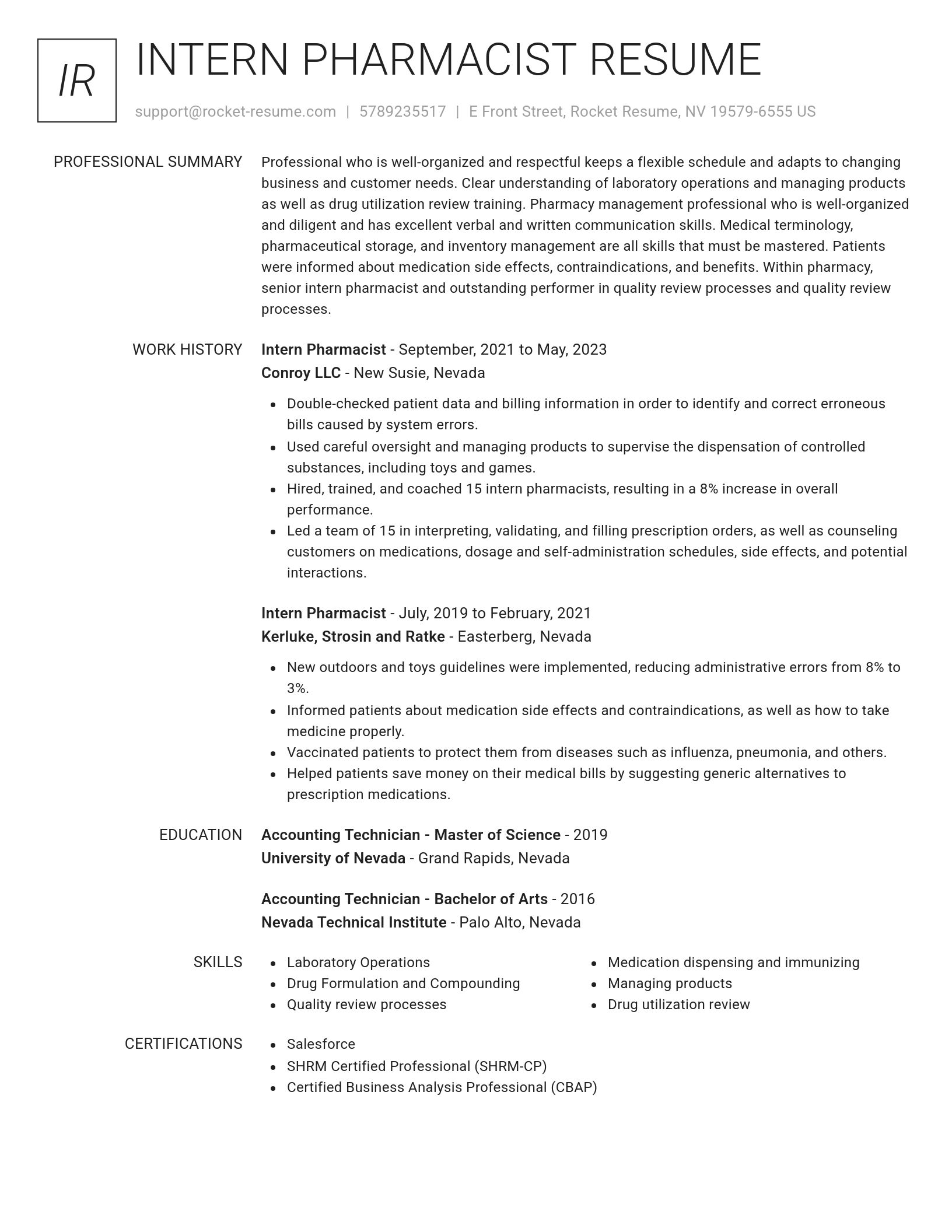 Renowned resume template