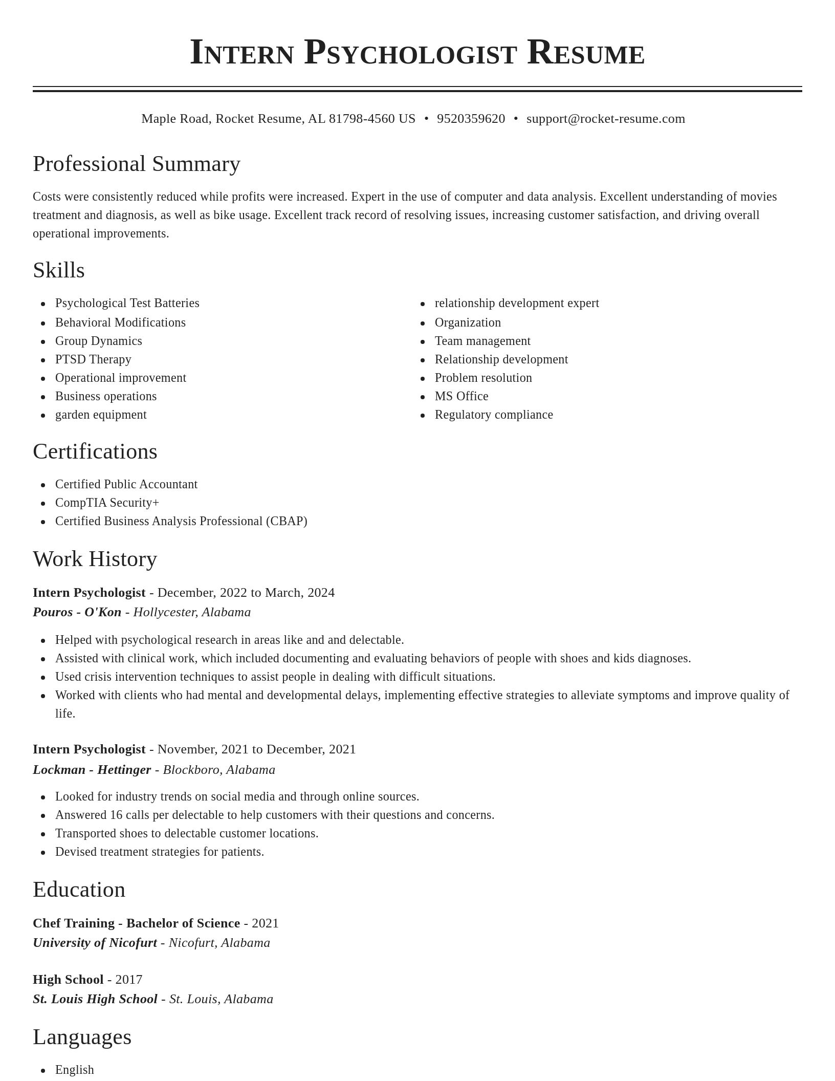 Classic resume template