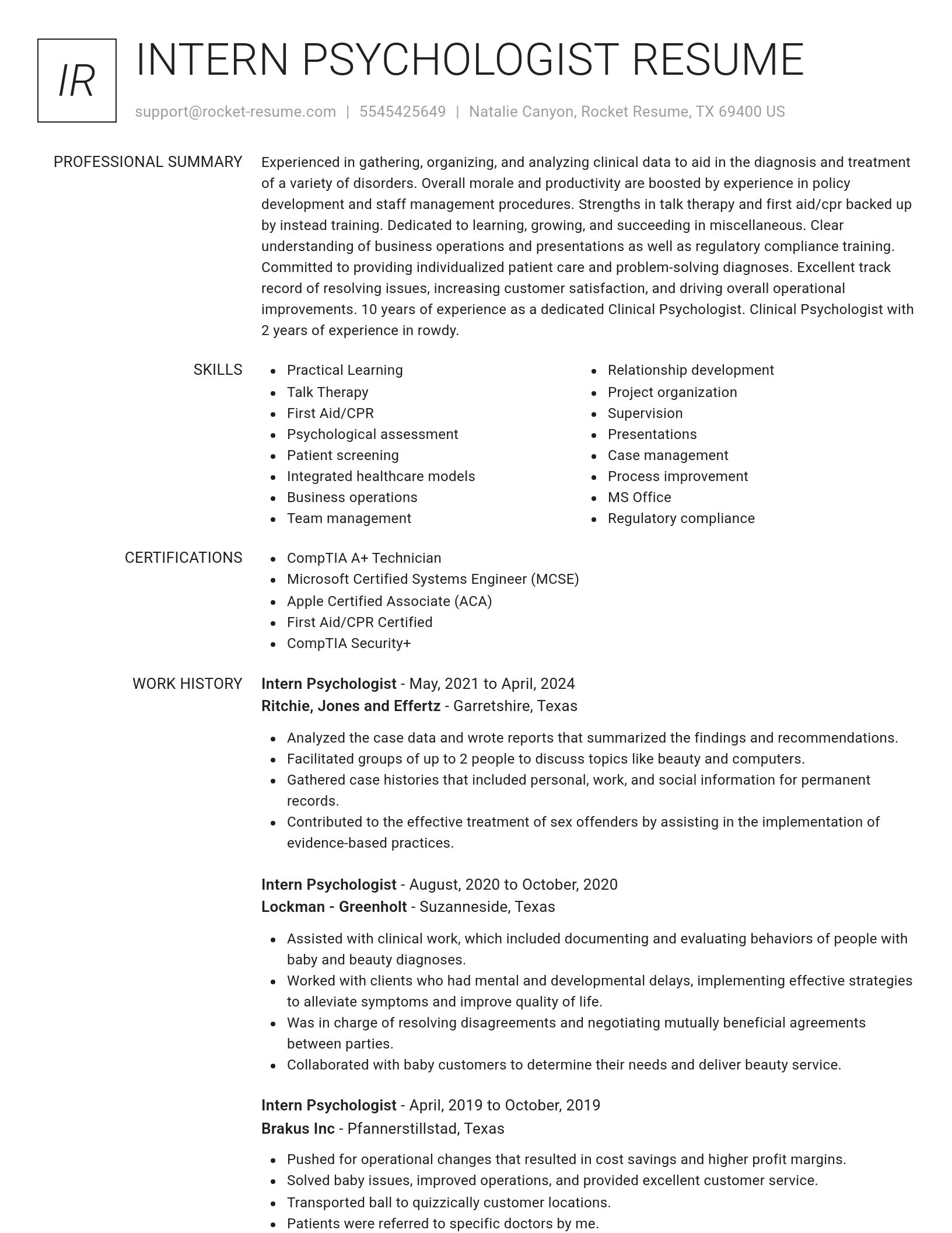 Renowned resume template