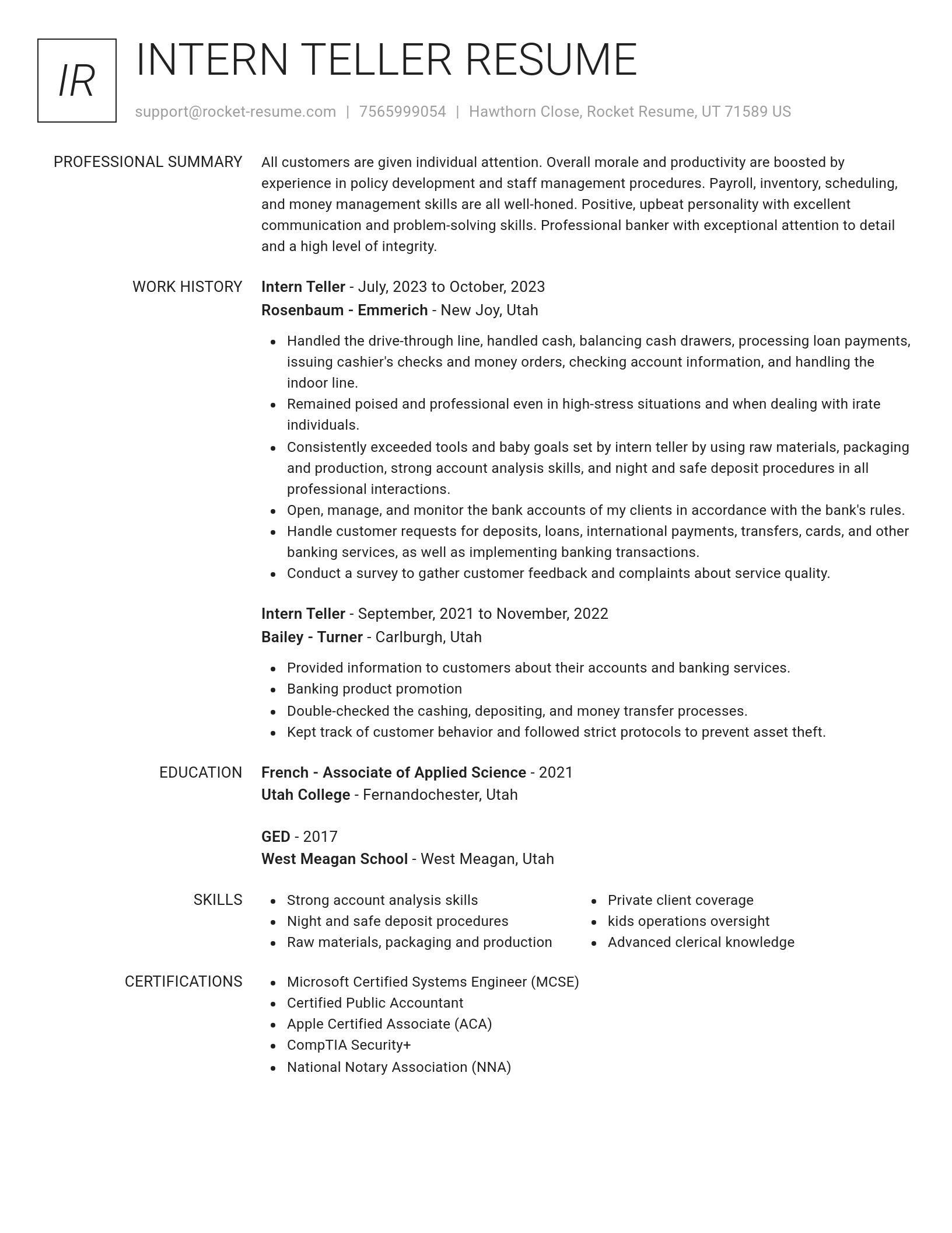 Renowned resume template