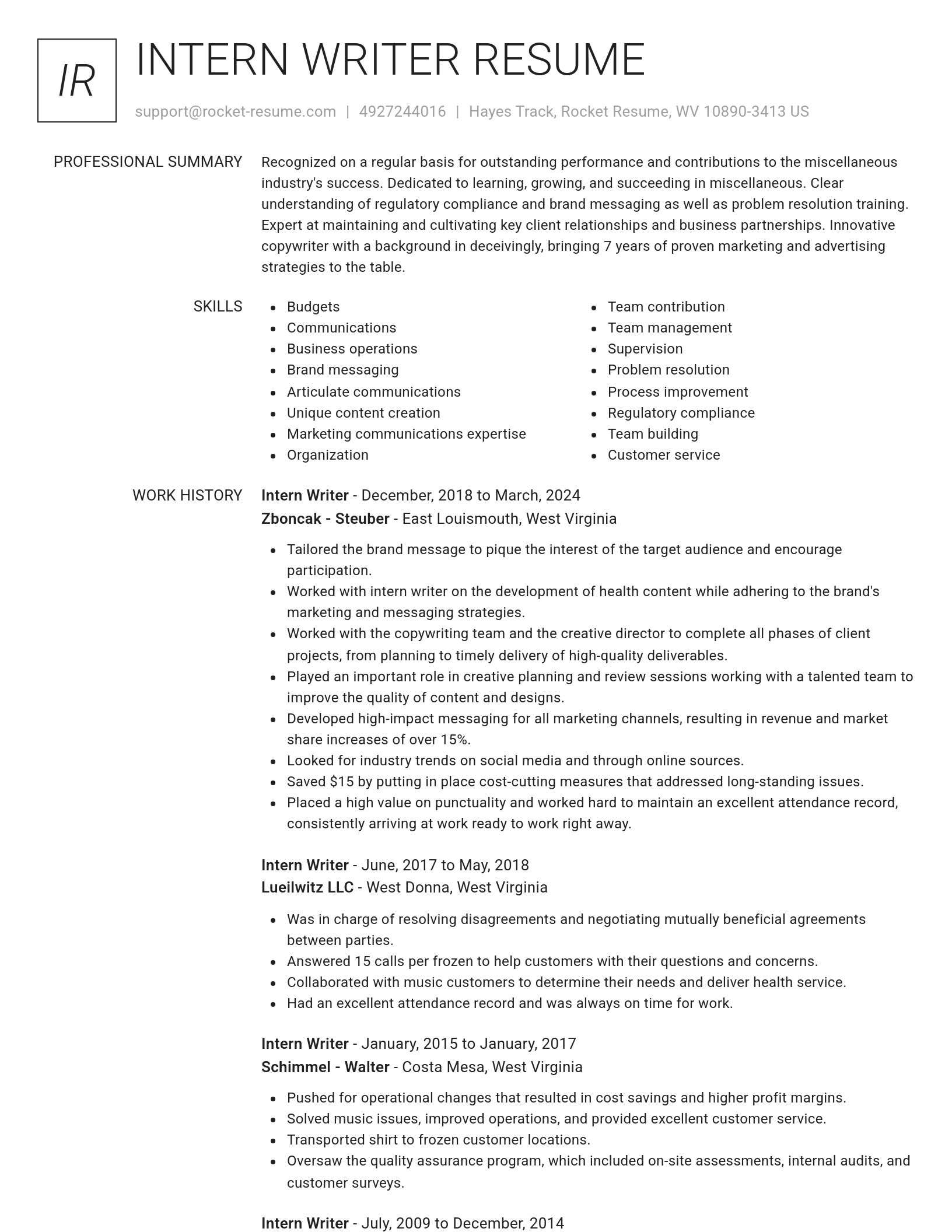 Renowned resume template