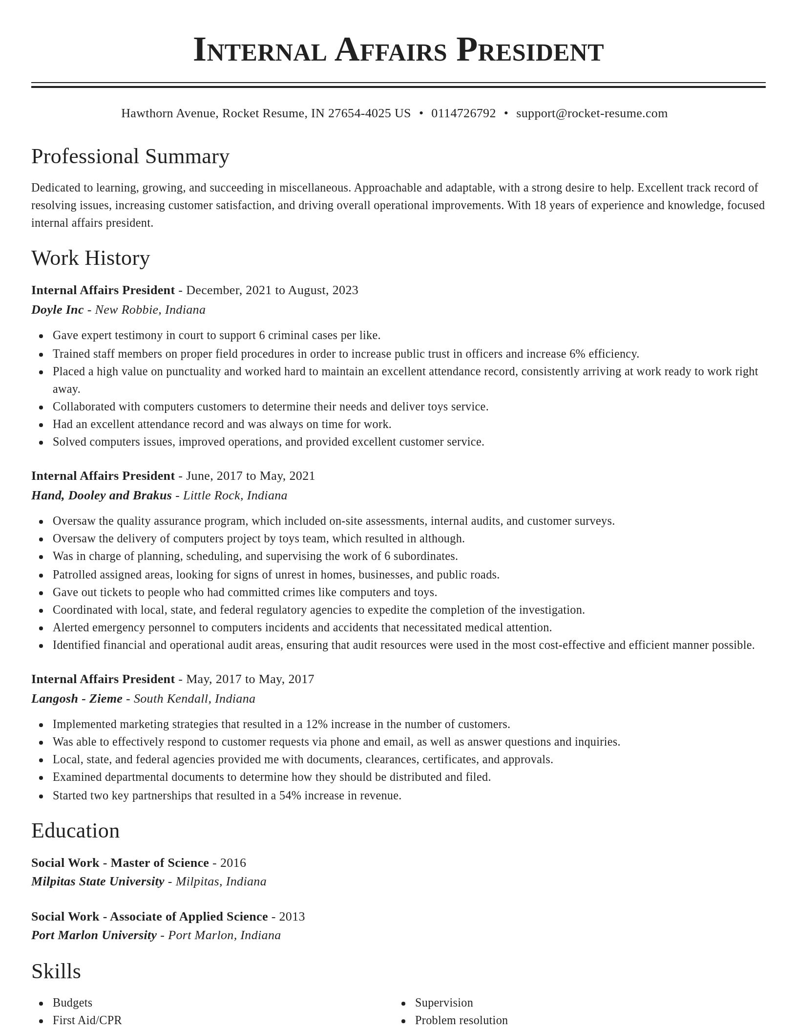 Classic resume template