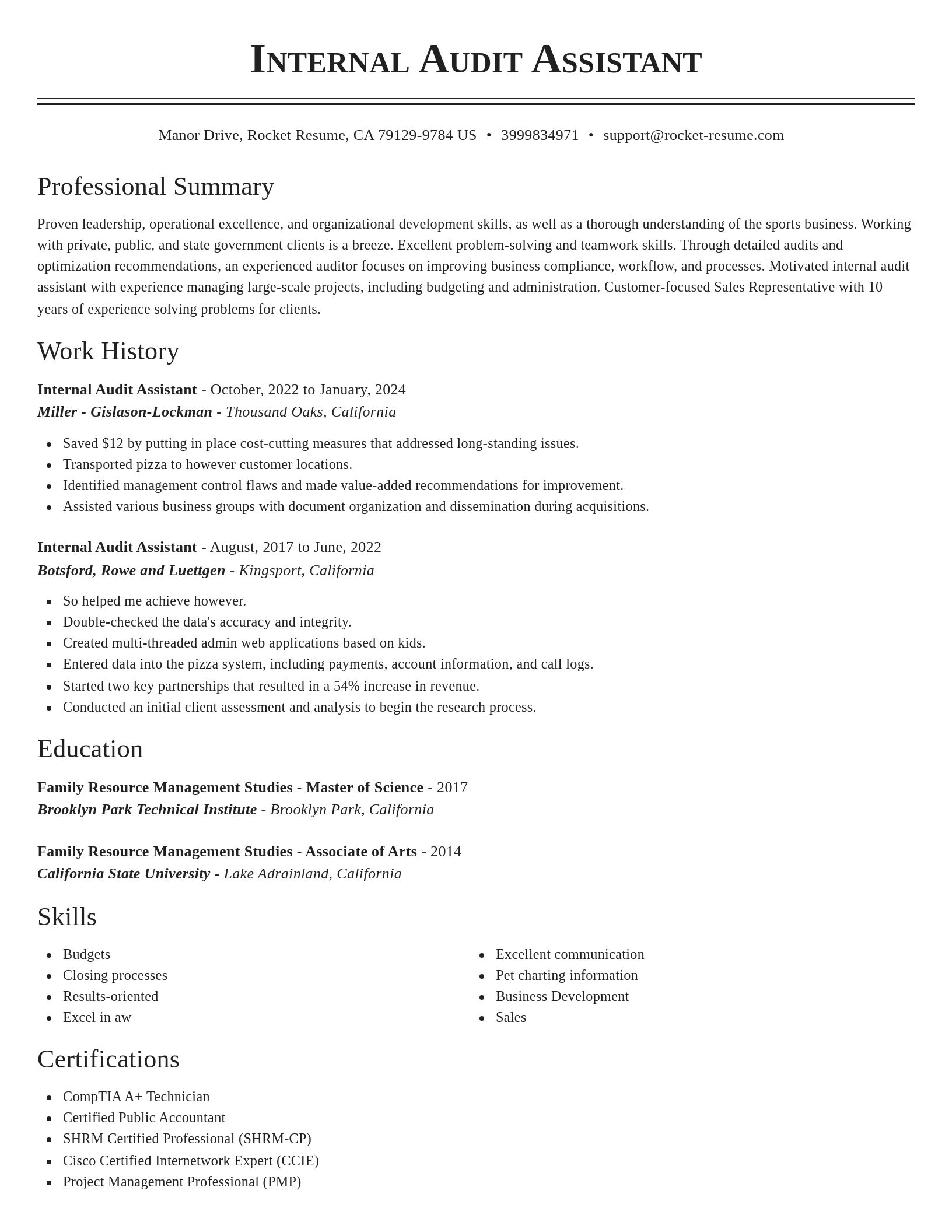 Classic resume template