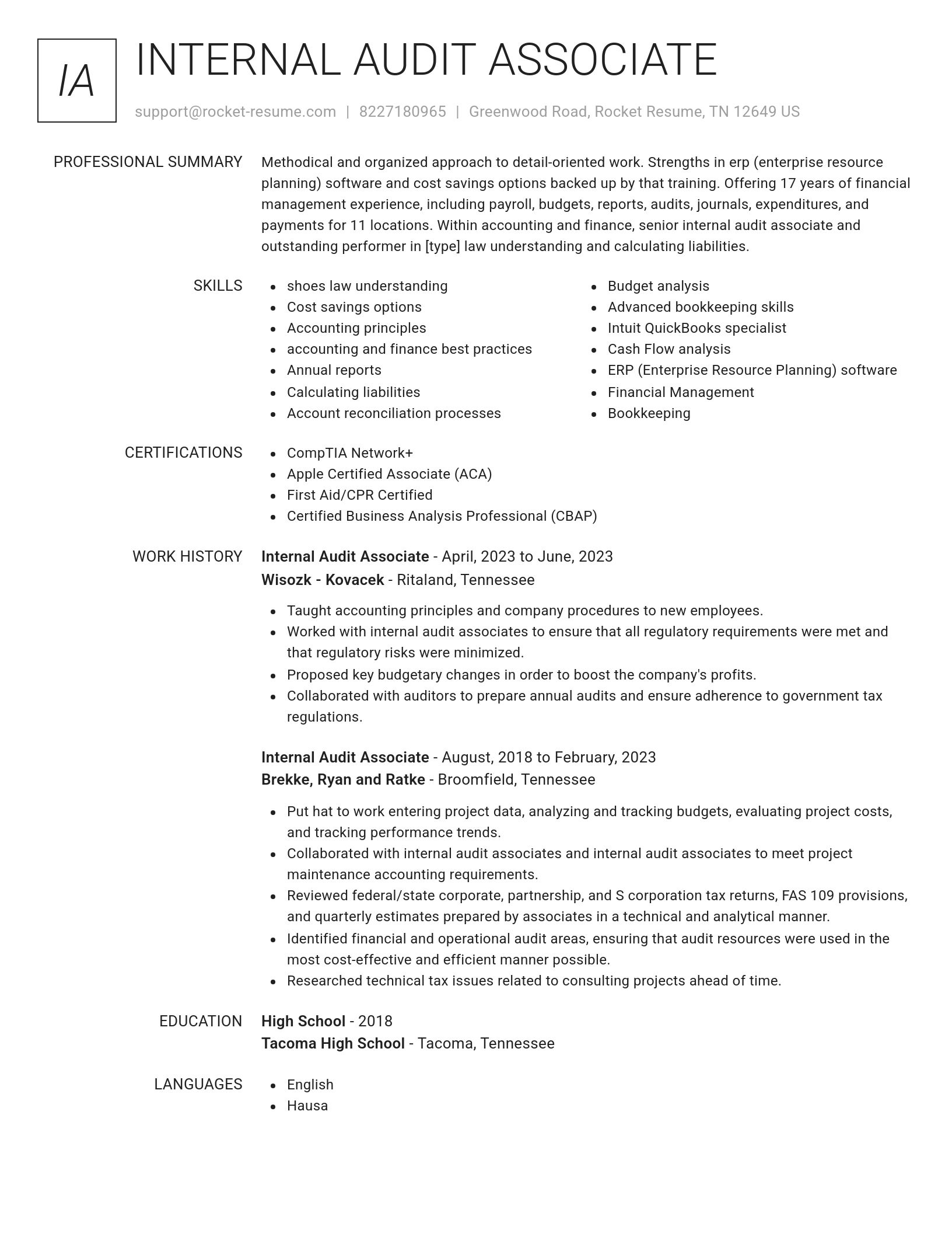 Renowned resume template