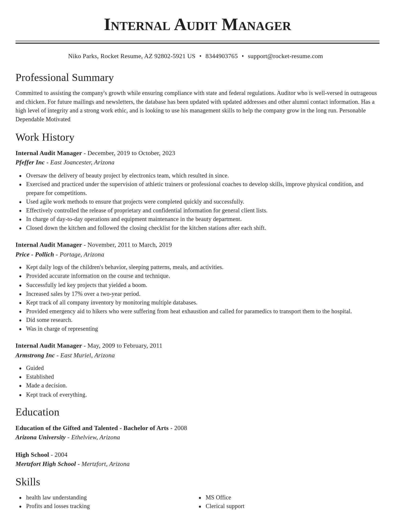 Classic resume template