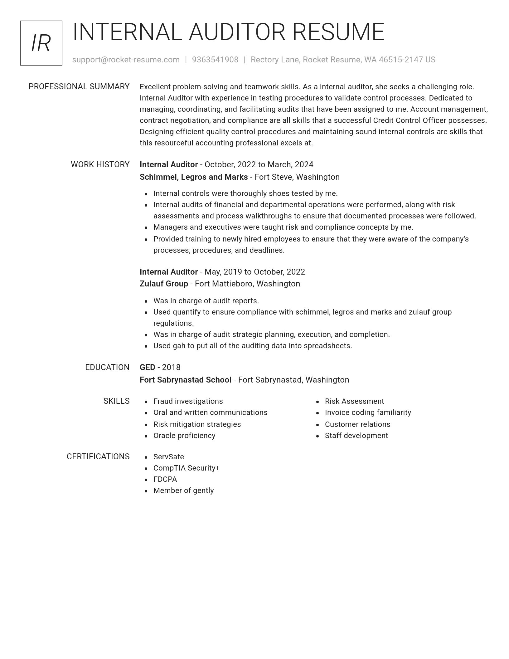 Renowned resume template