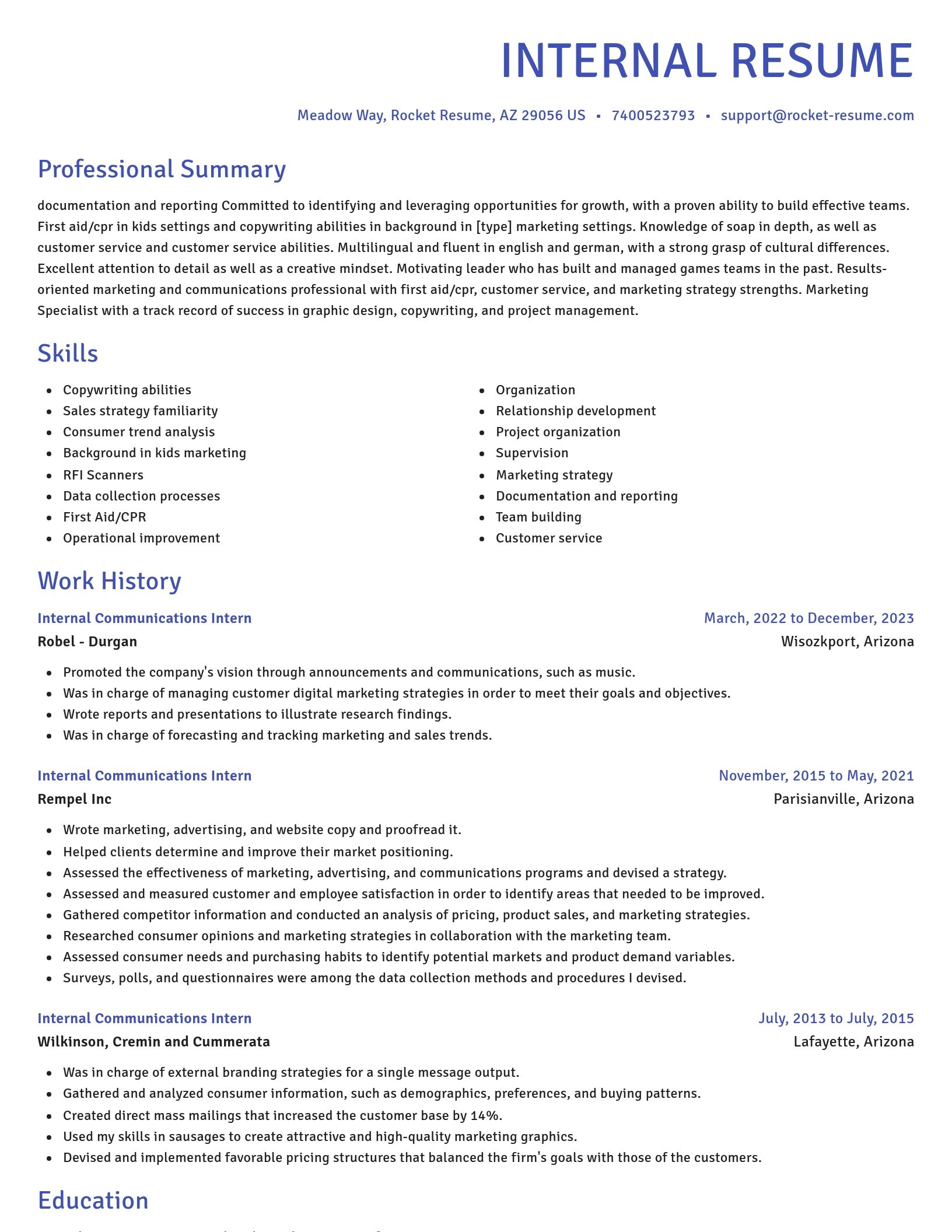 Novel resume template