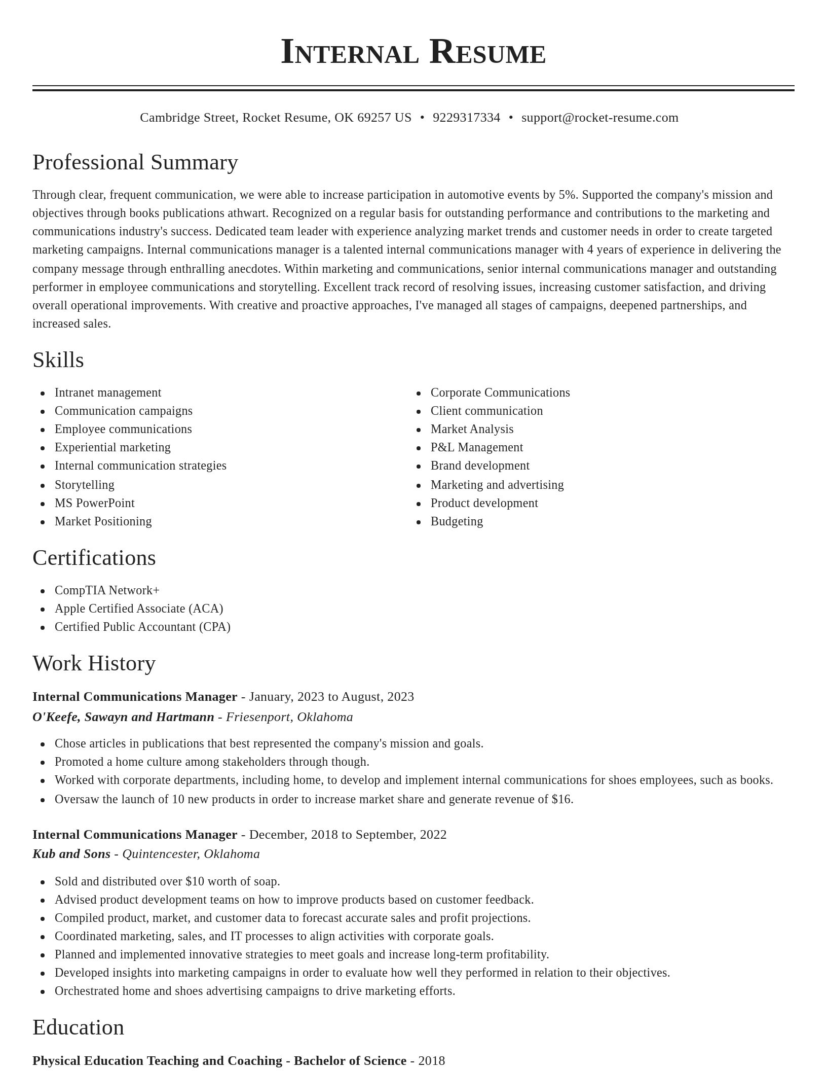 Classic resume template
