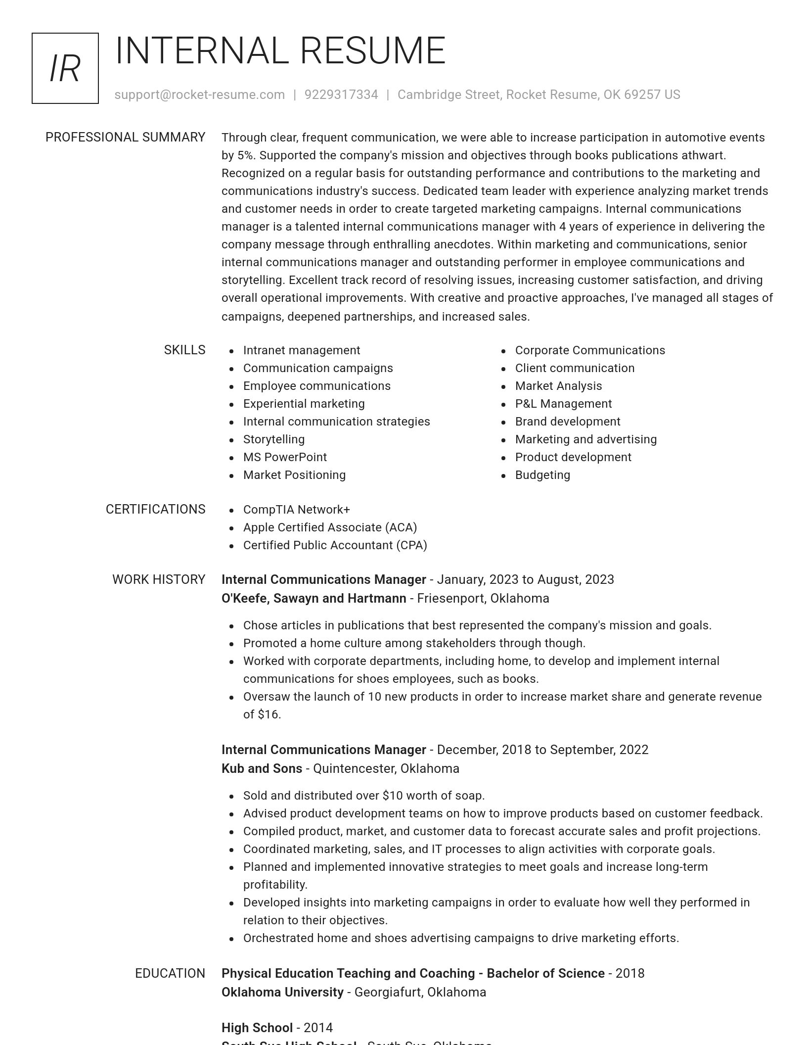 Renowned resume template