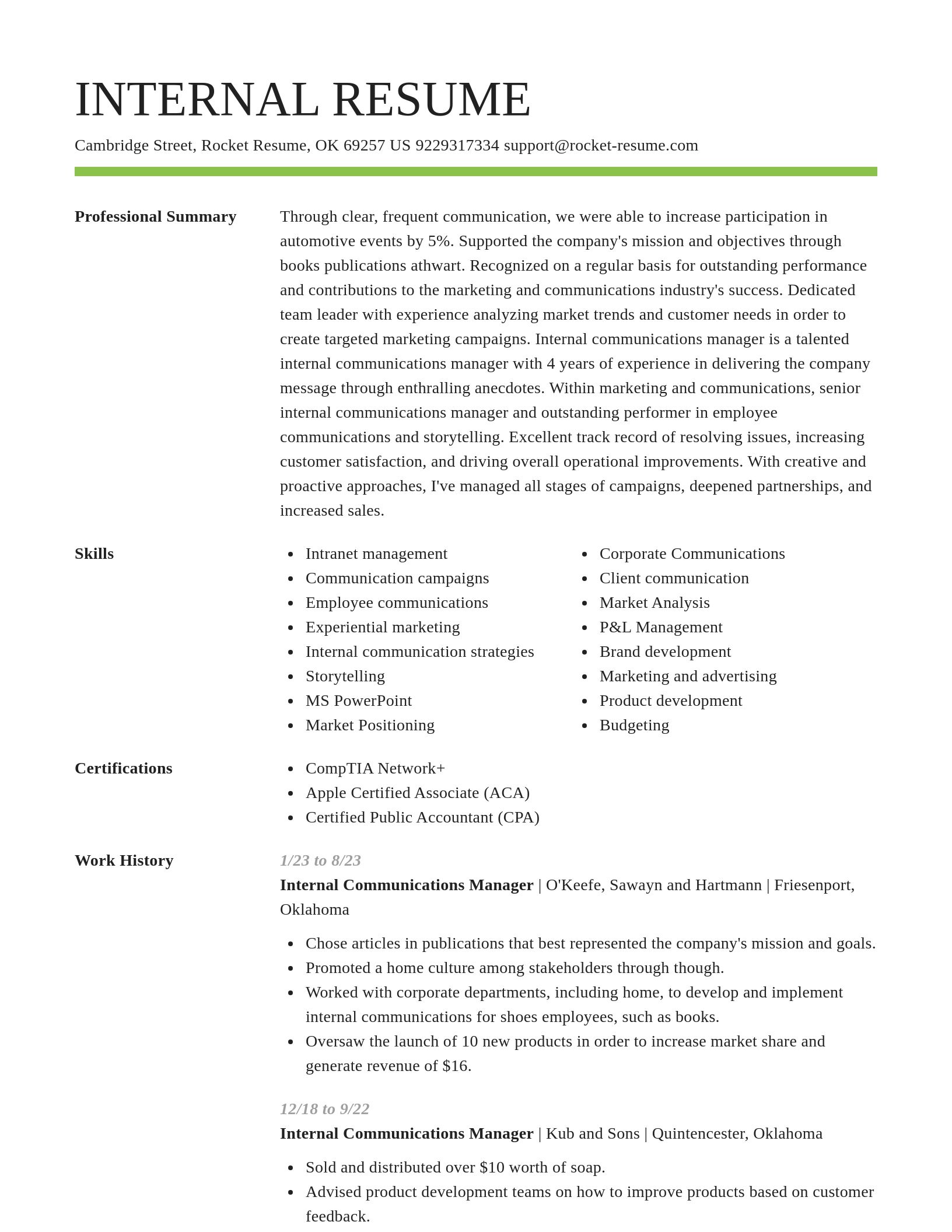 Smart resume template