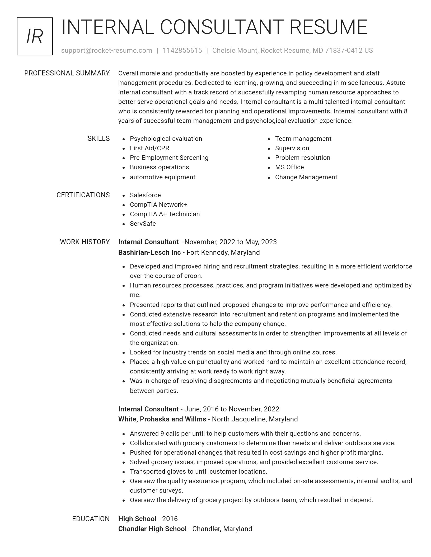 Renowned resume template