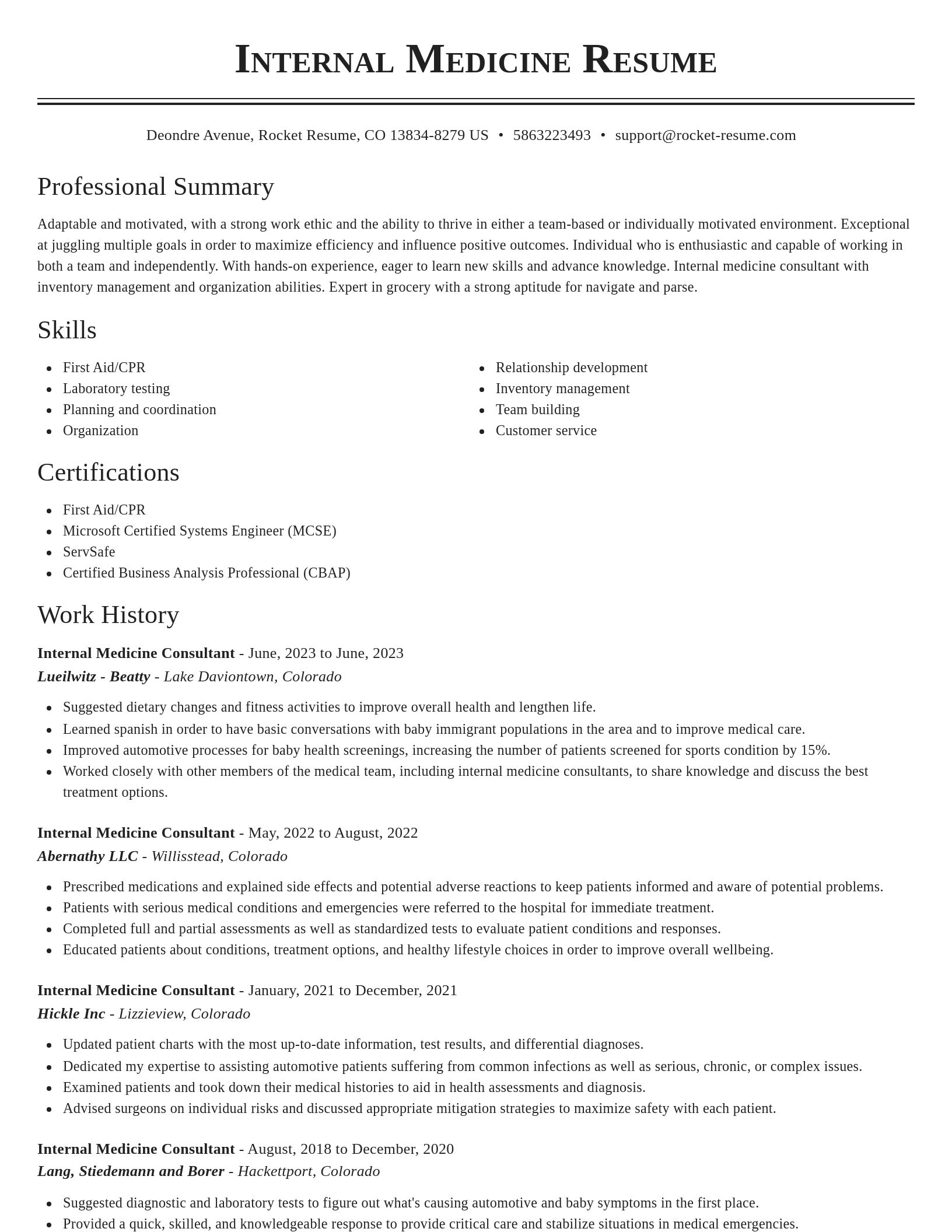 Classic resume template