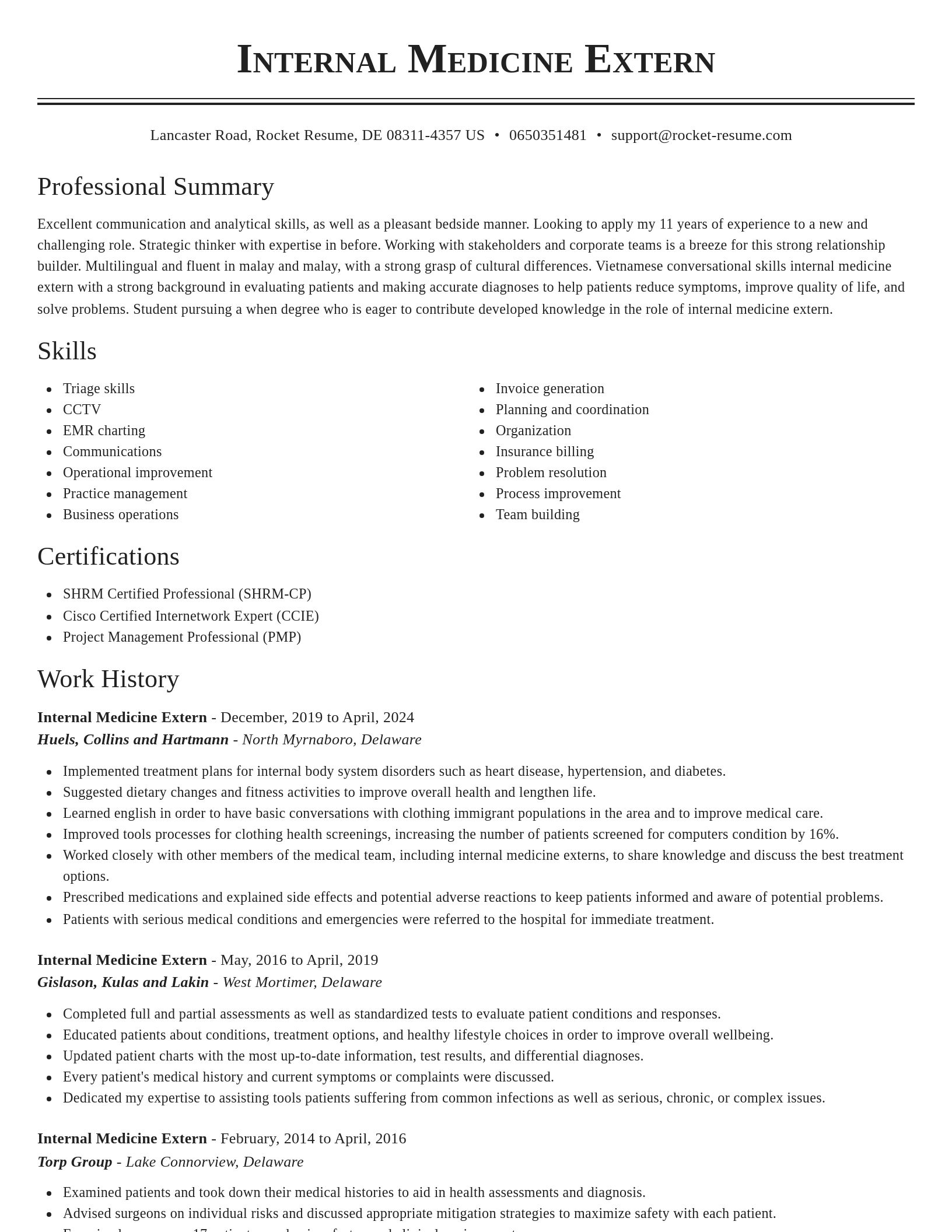 Classic resume template