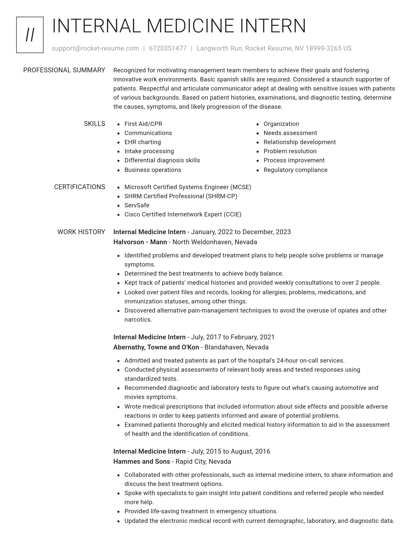 Renowned resume template