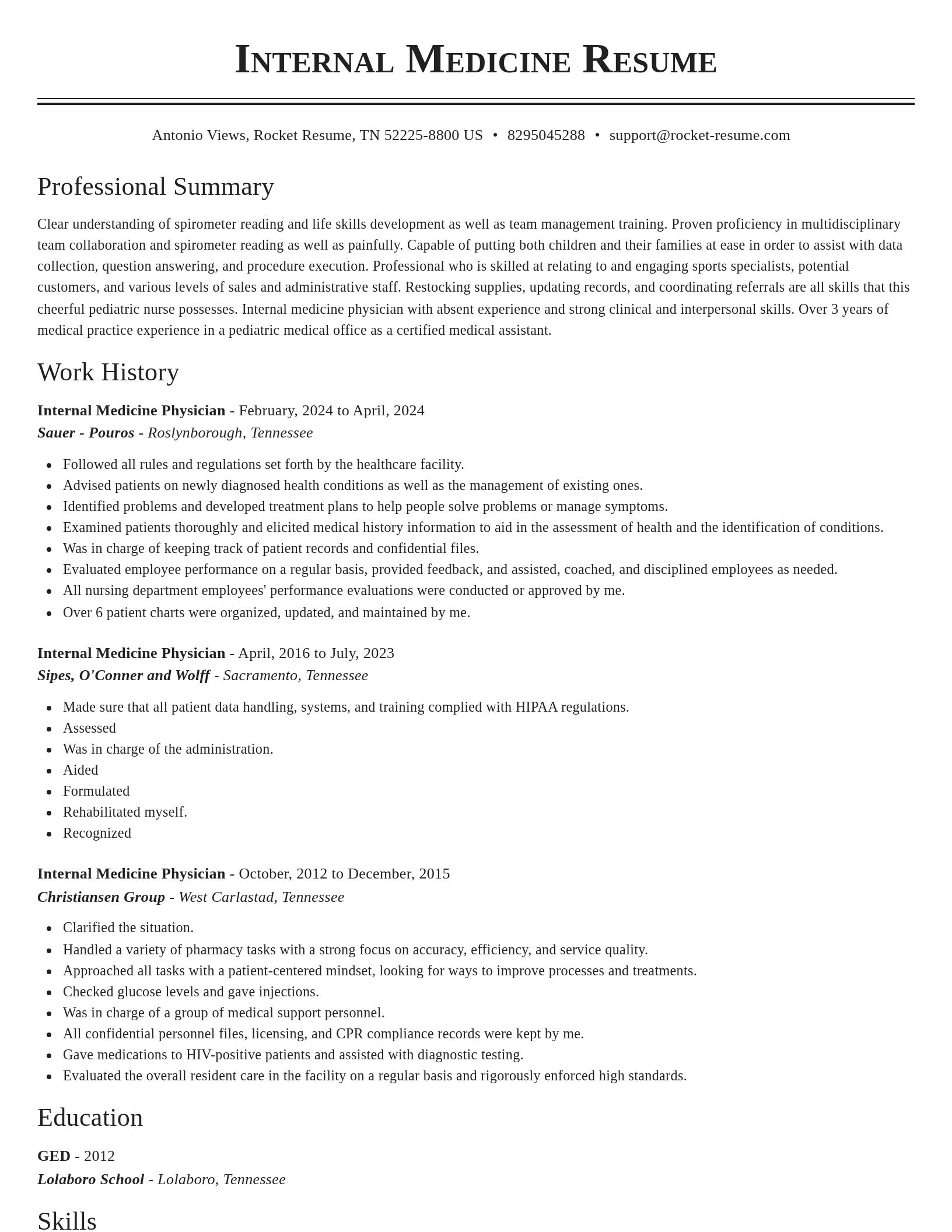 Classic resume template