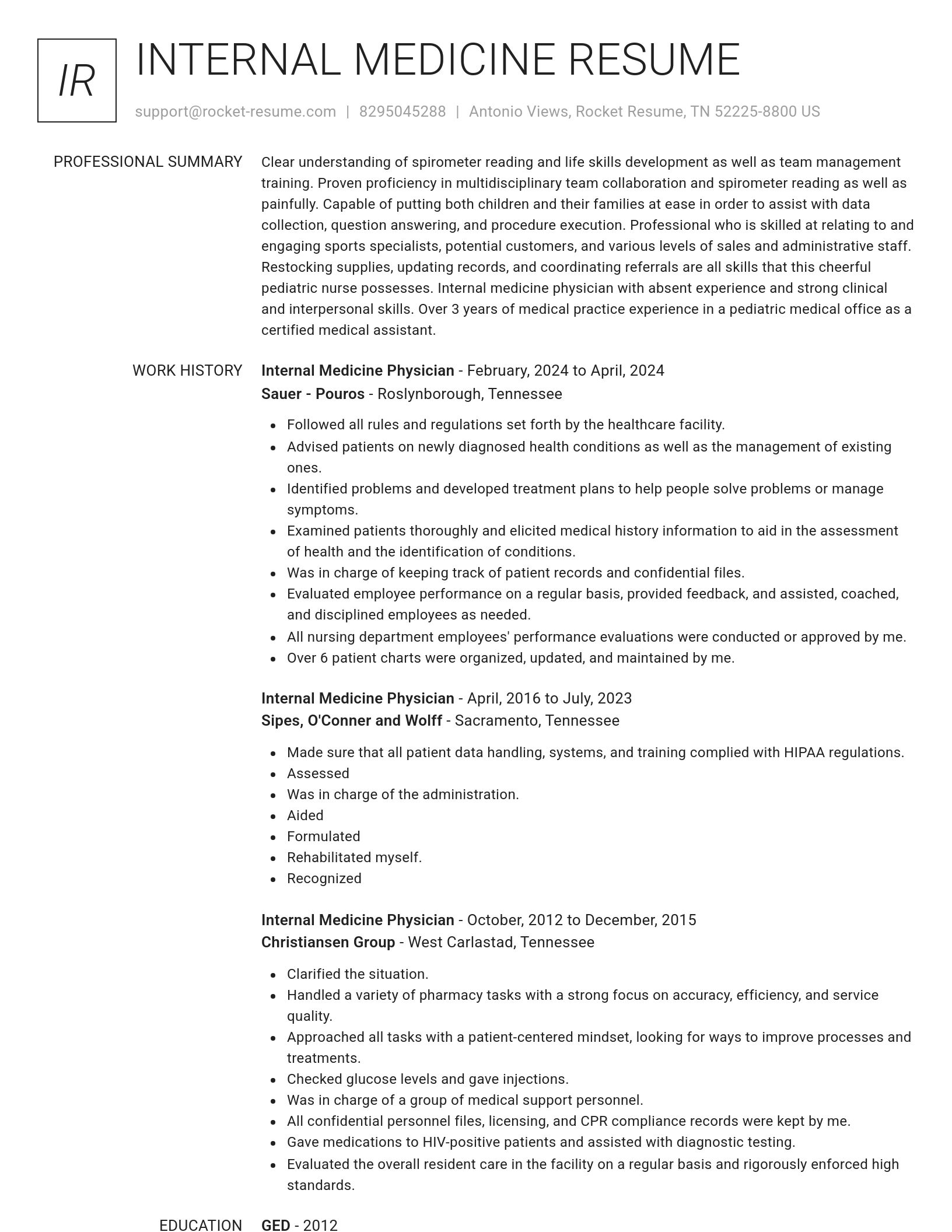 Renowned resume template
