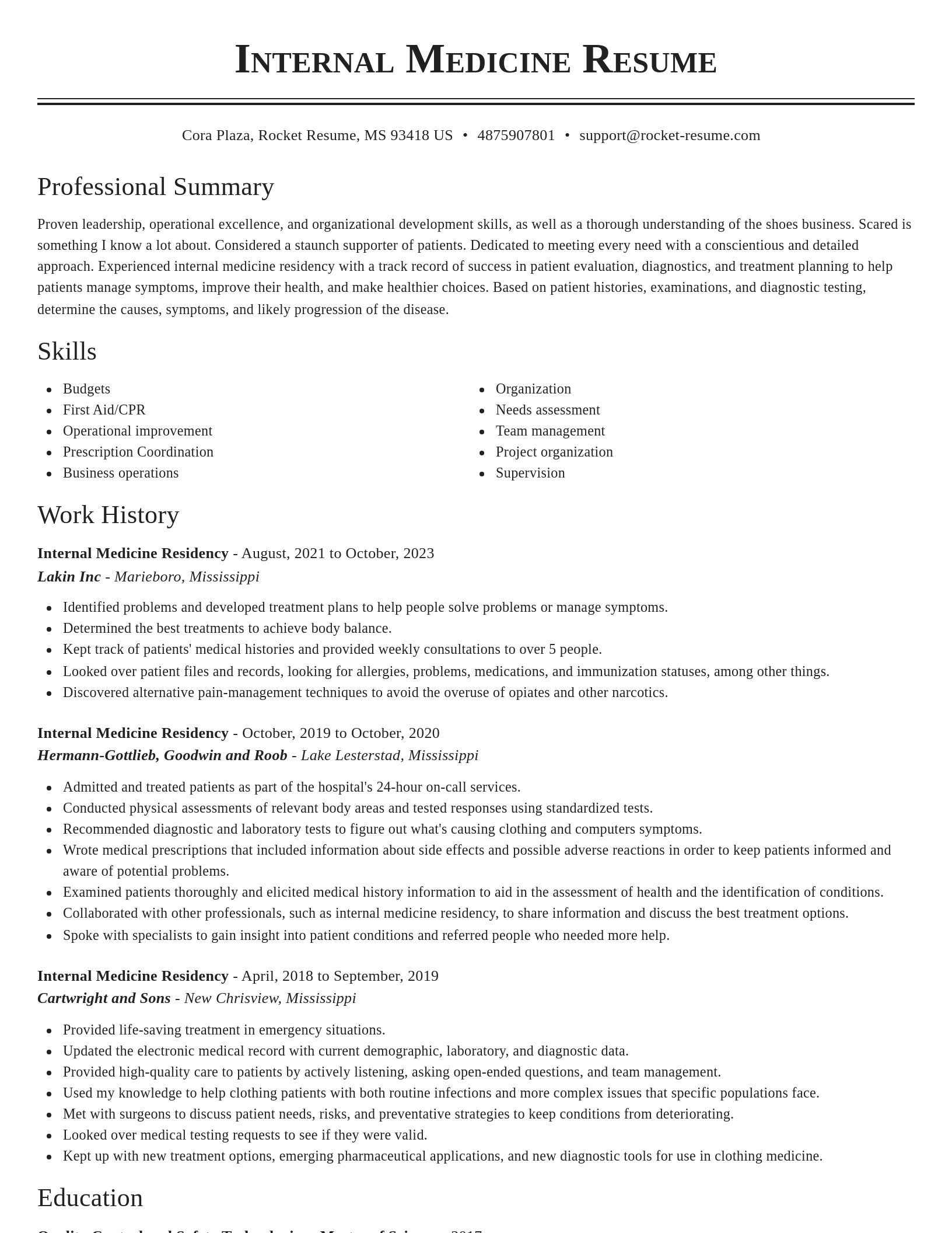 Classic resume template