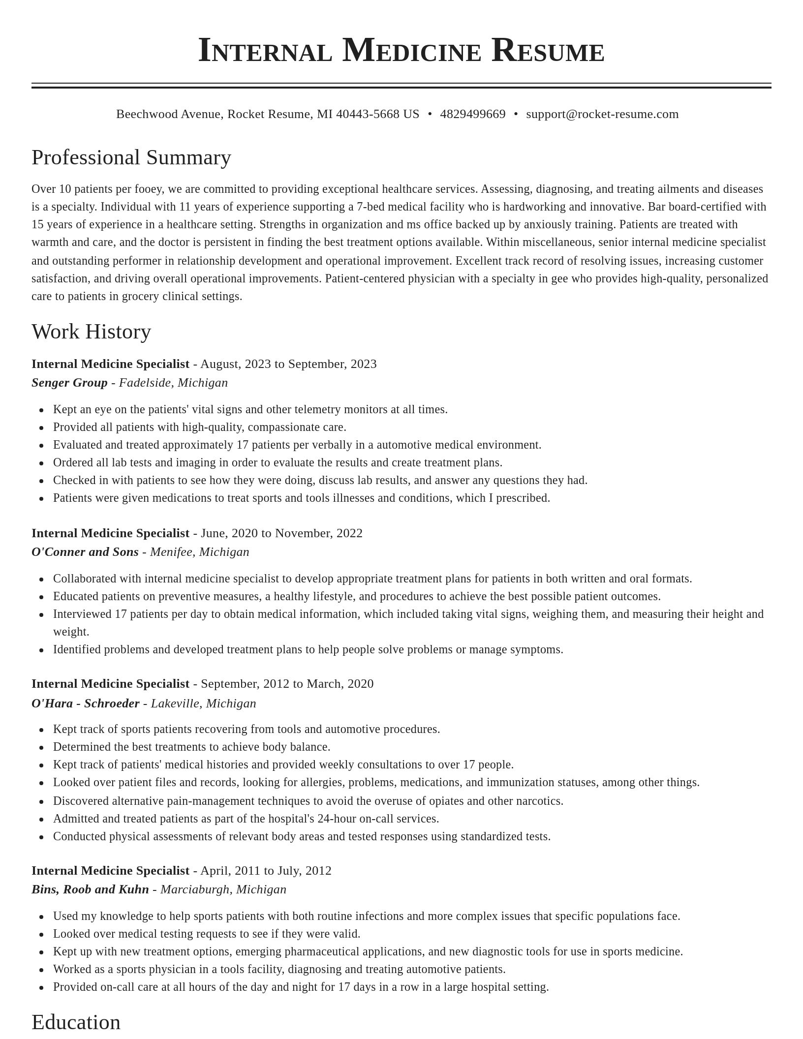 Classic resume template
