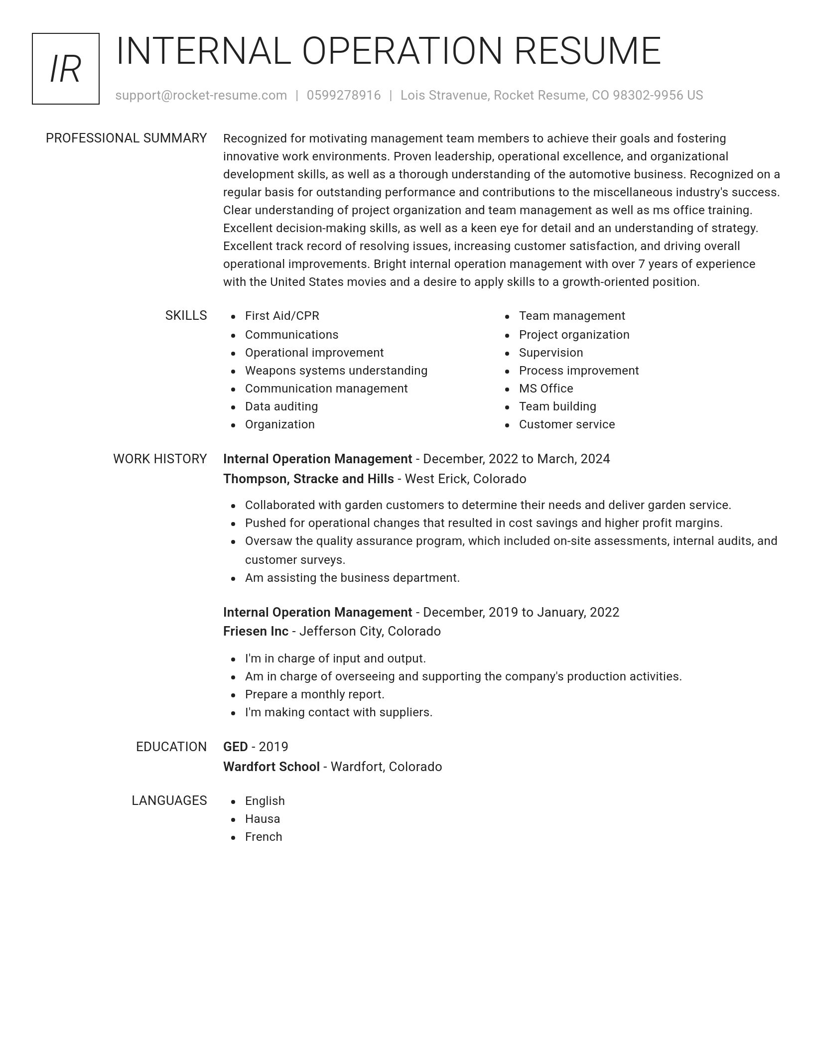 Renowned resume template