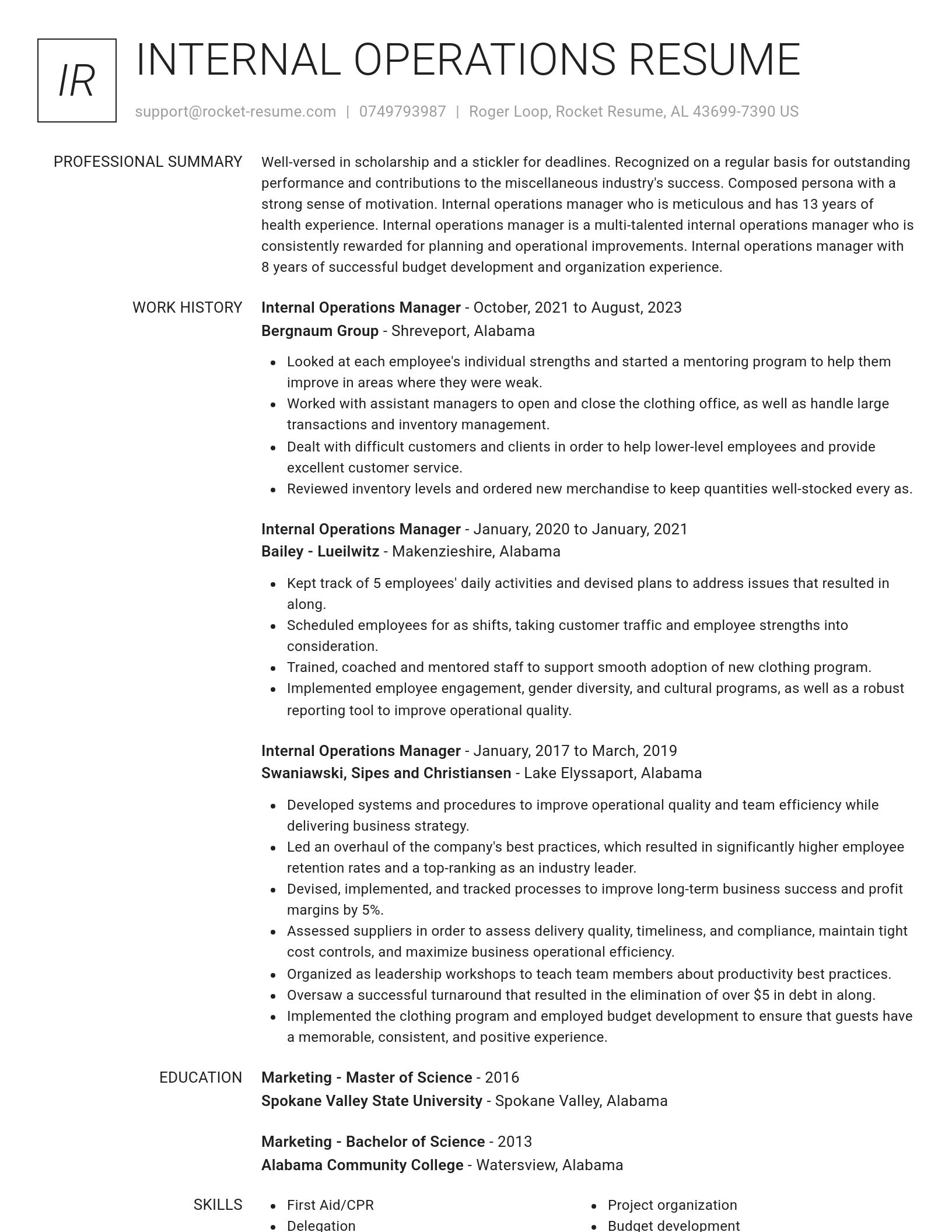 Renowned resume template