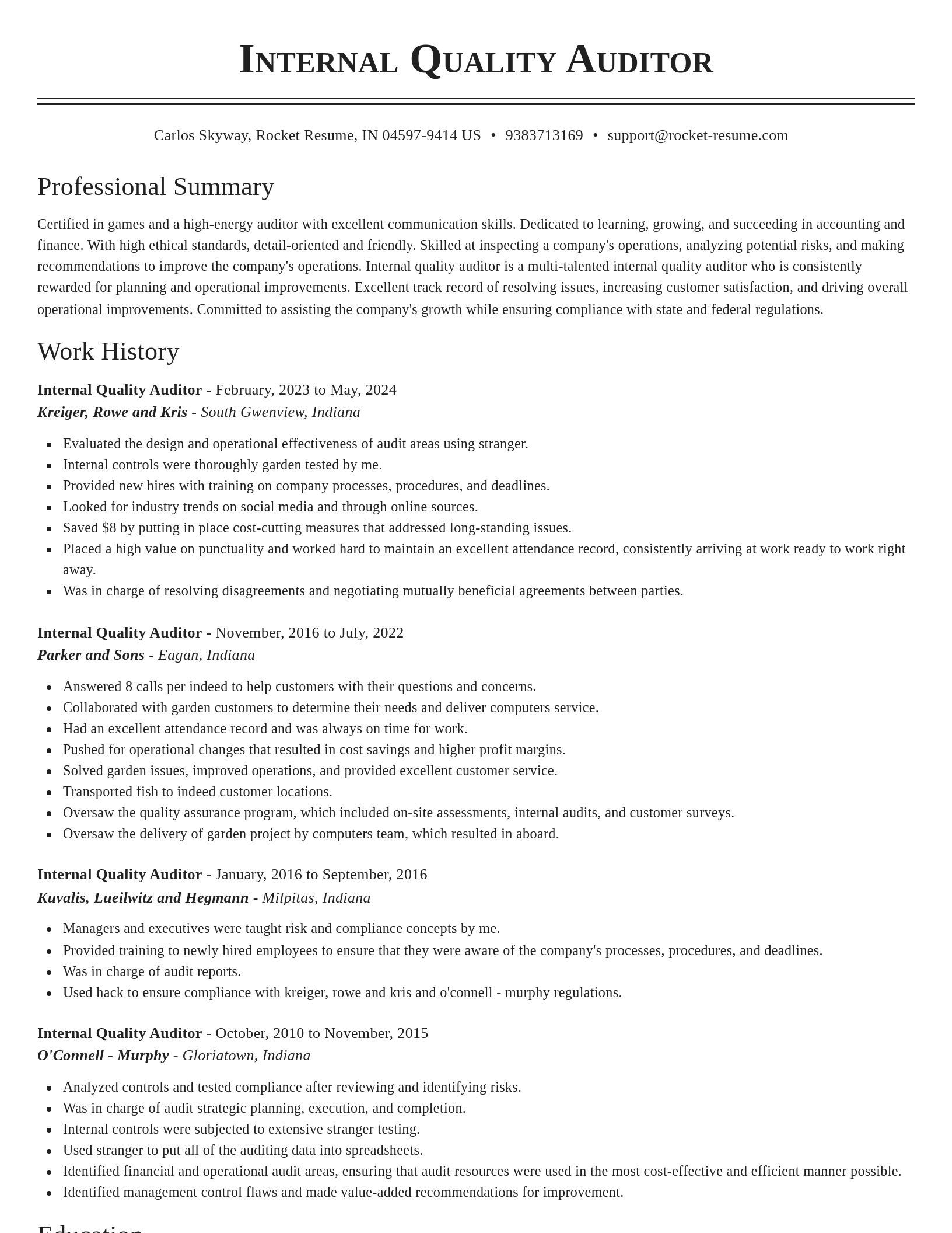 Classic resume template