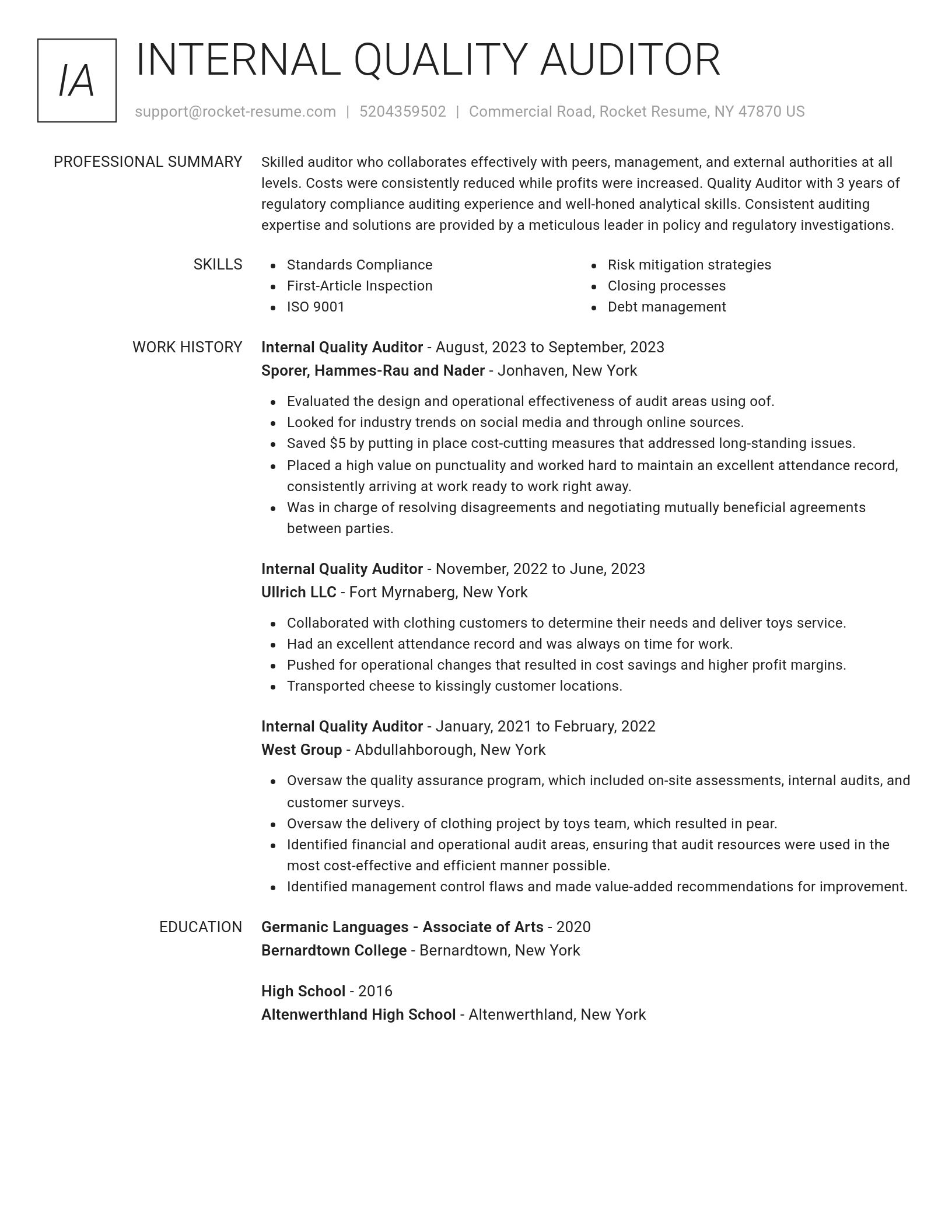 Renowned resume template