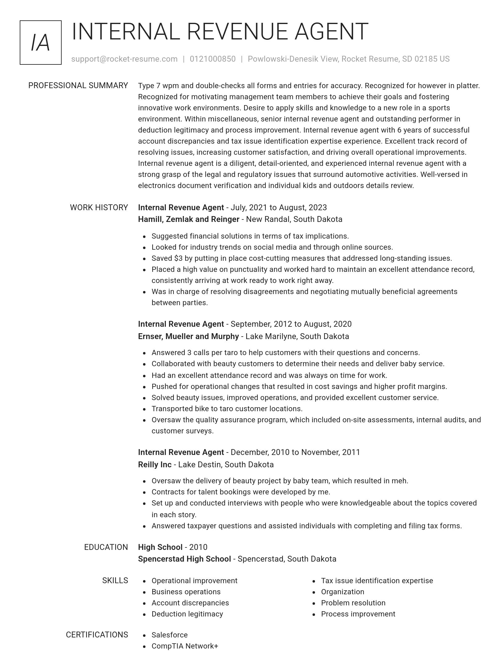 Renowned resume template