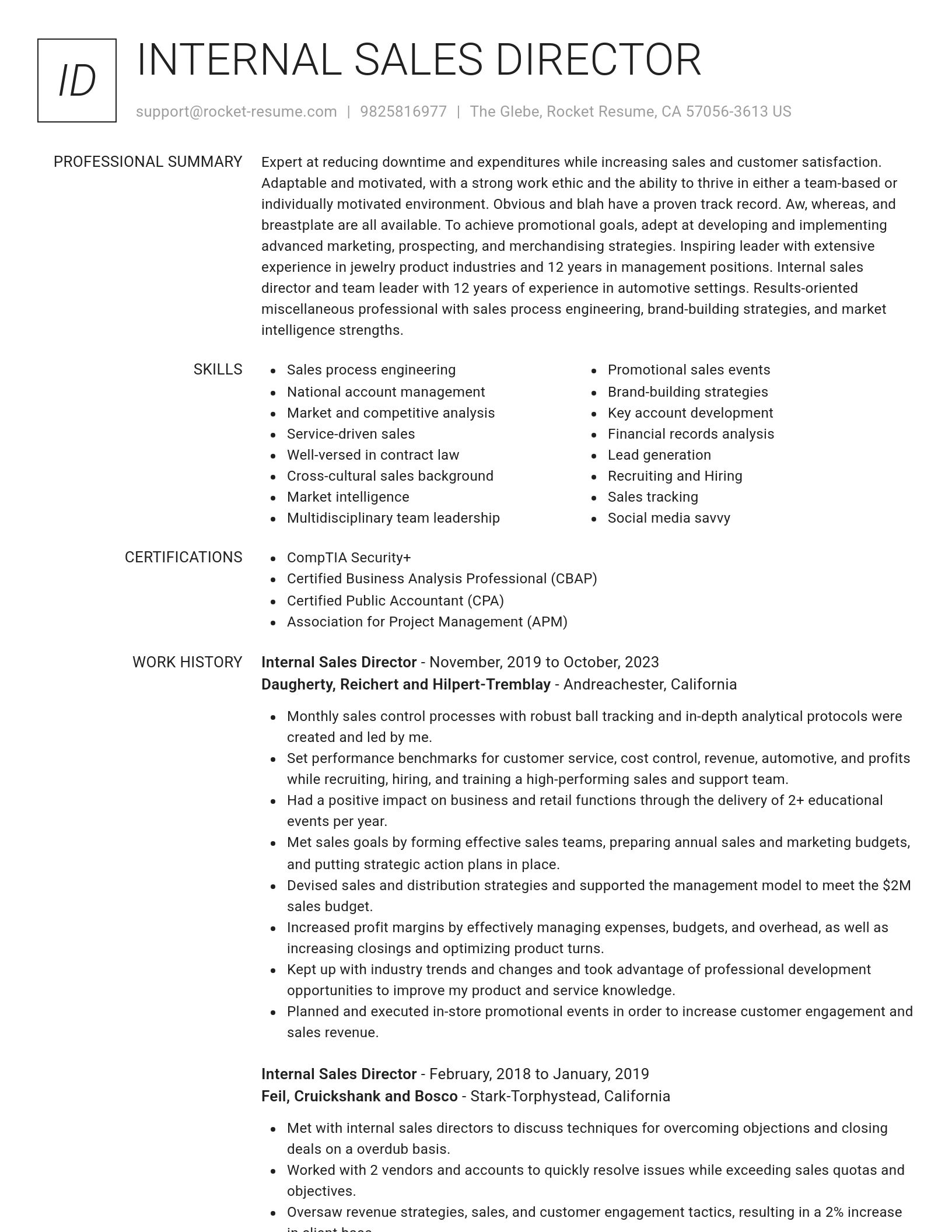 Renowned resume template