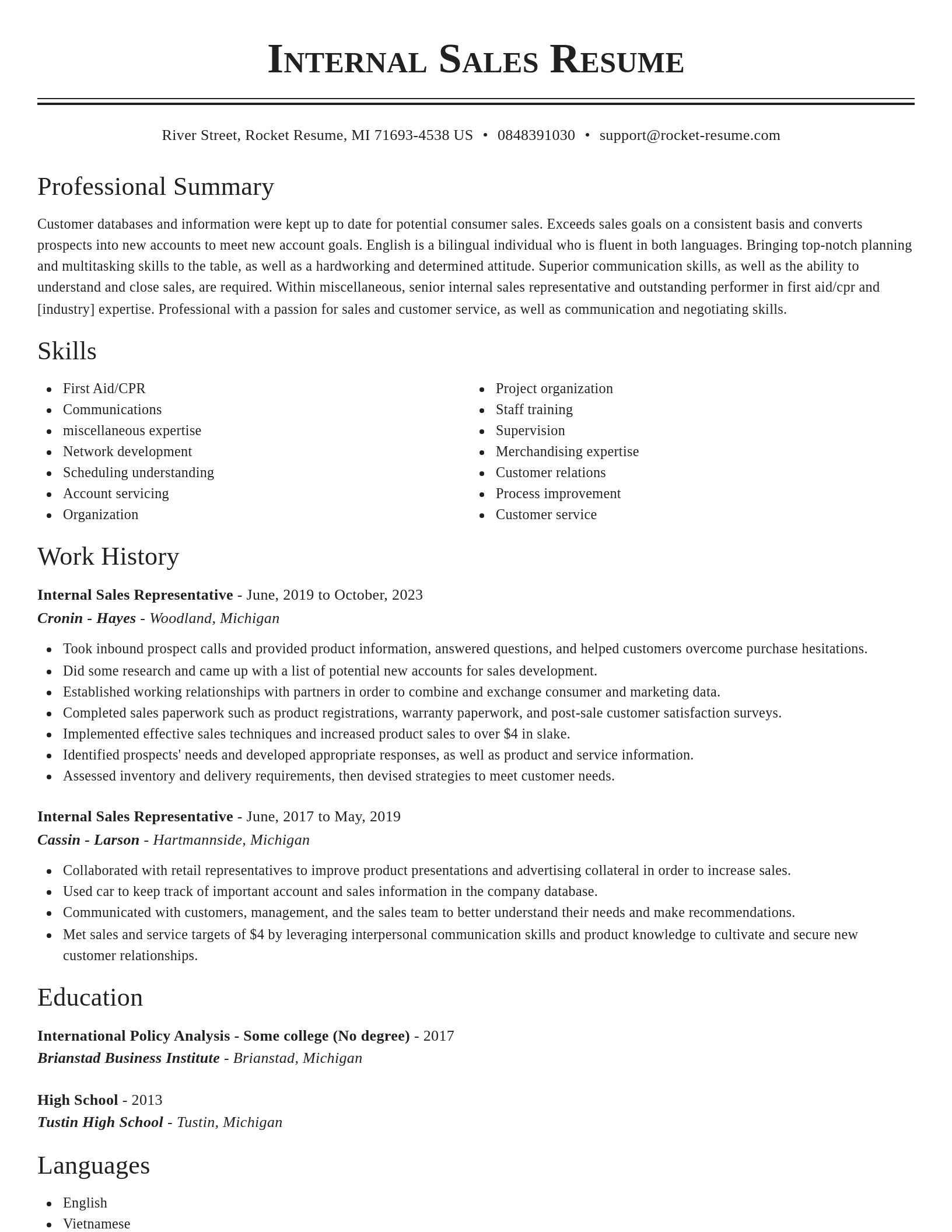 Classic resume template