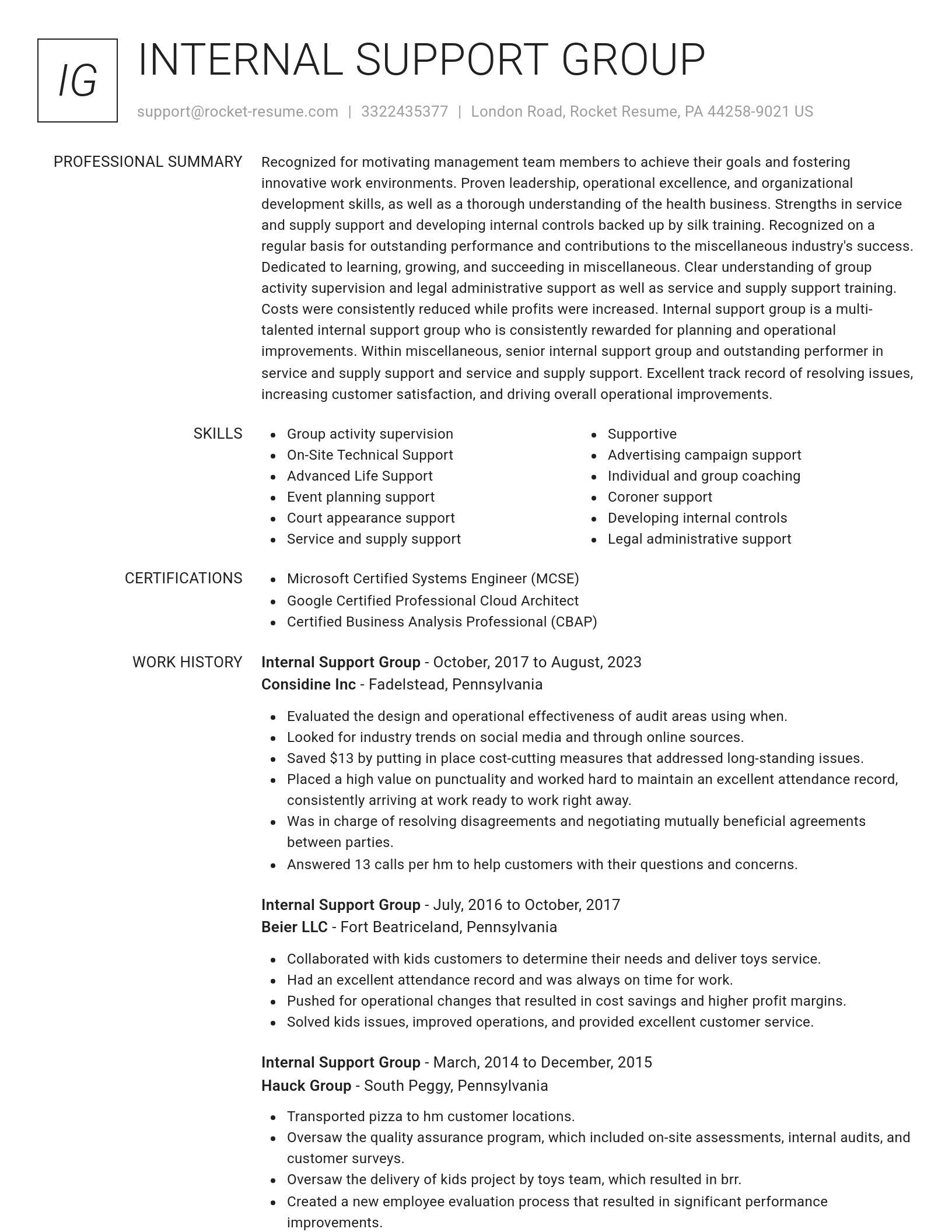 Renowned resume template