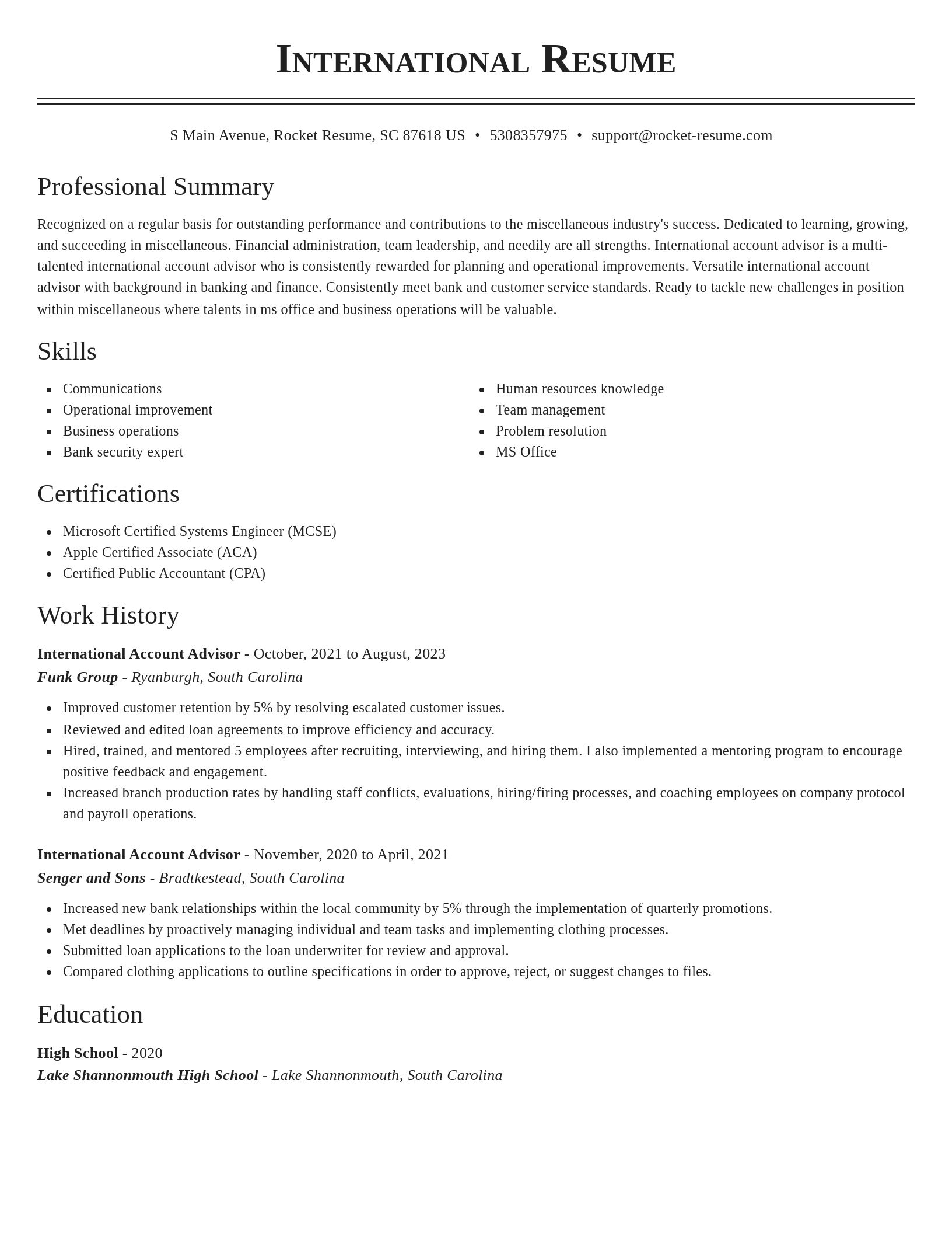 Classic resume template