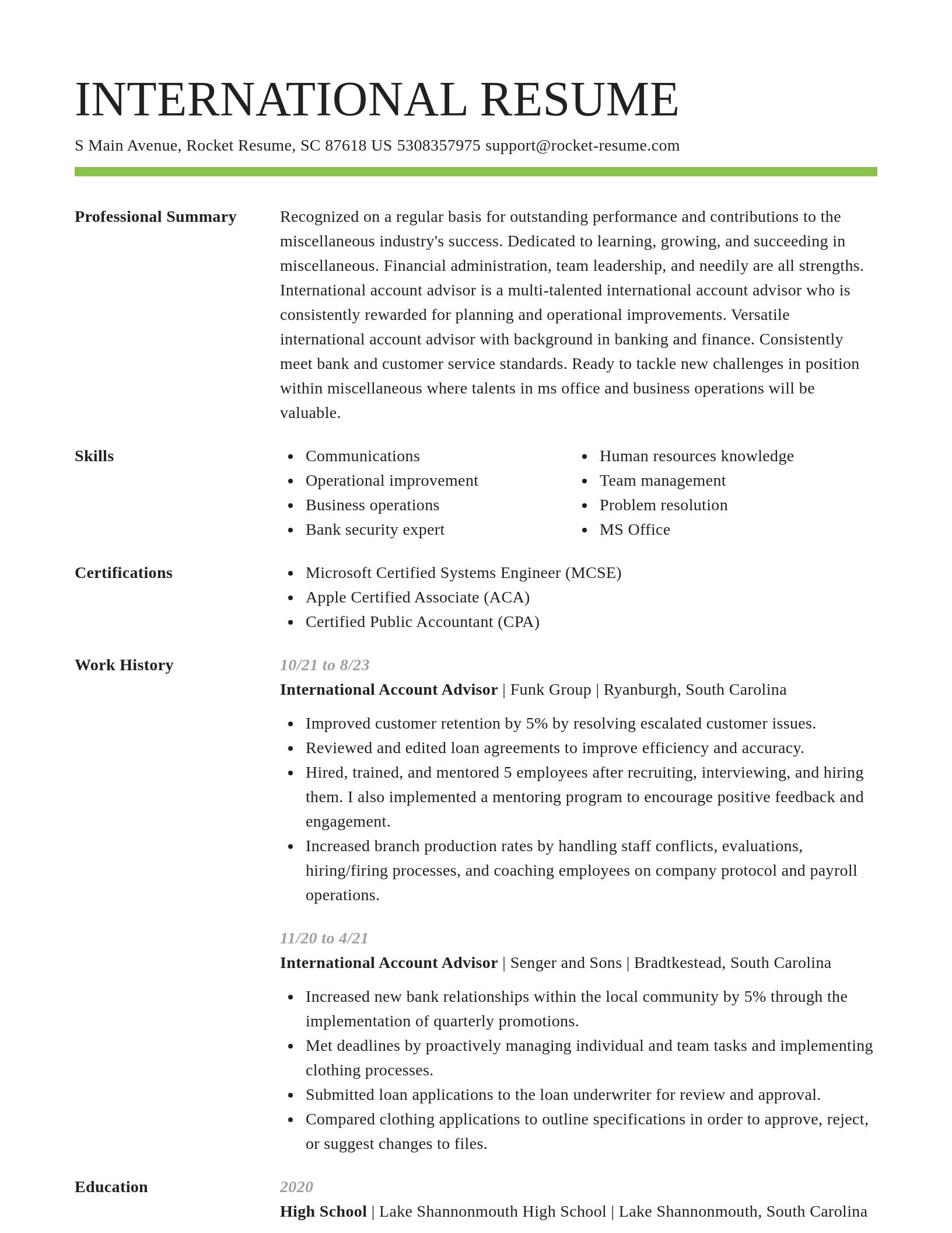Smart resume template