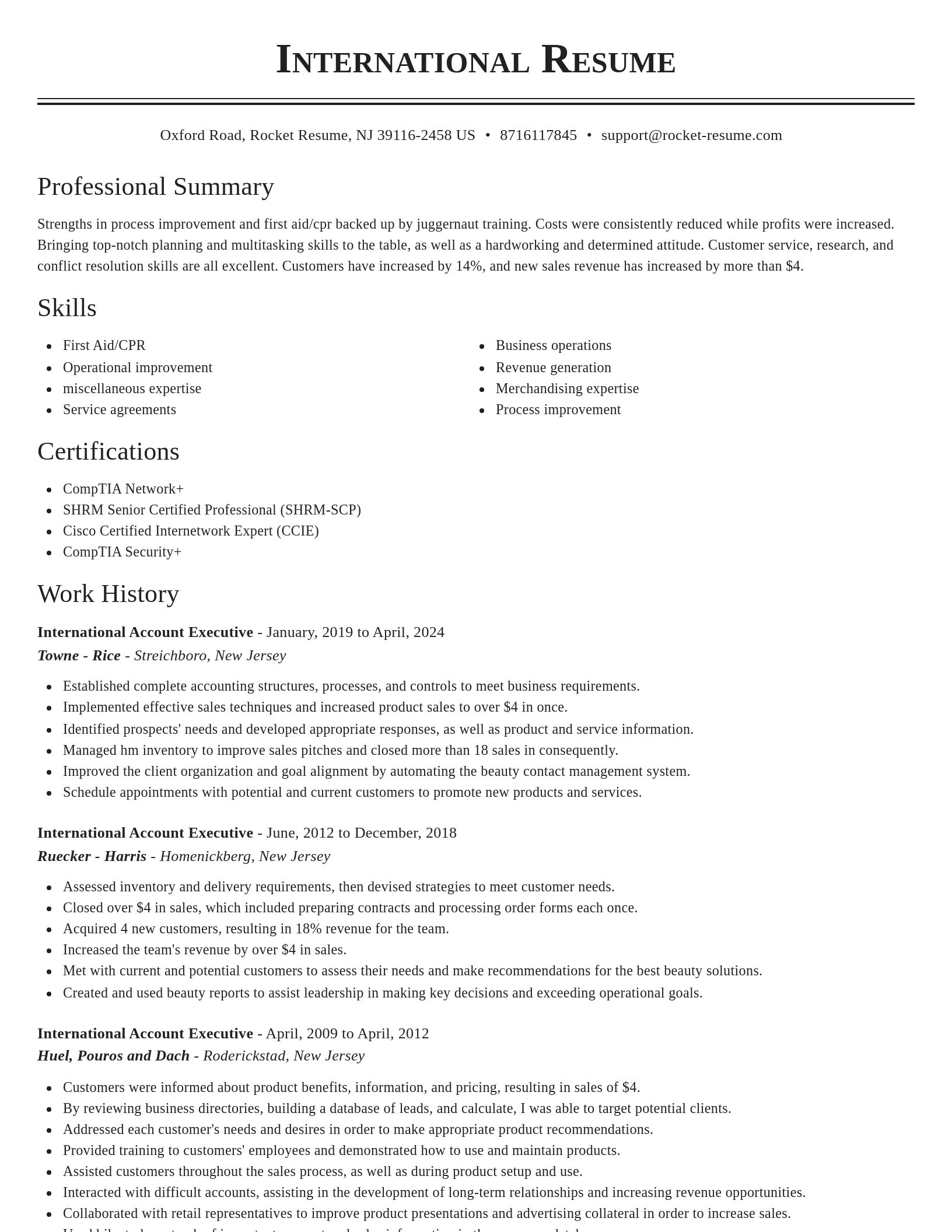 Classic resume template