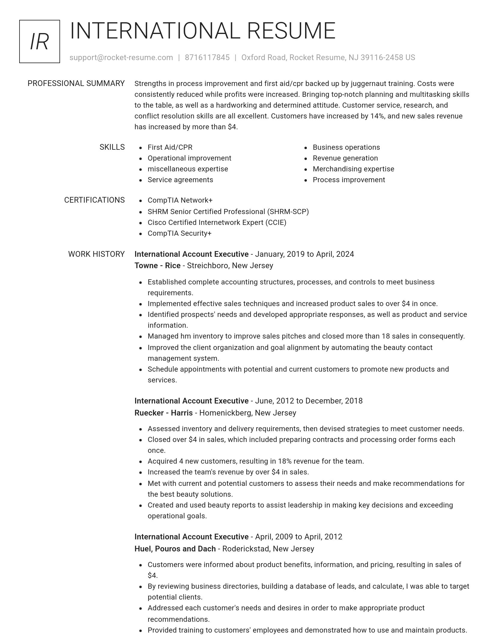 Renowned resume template
