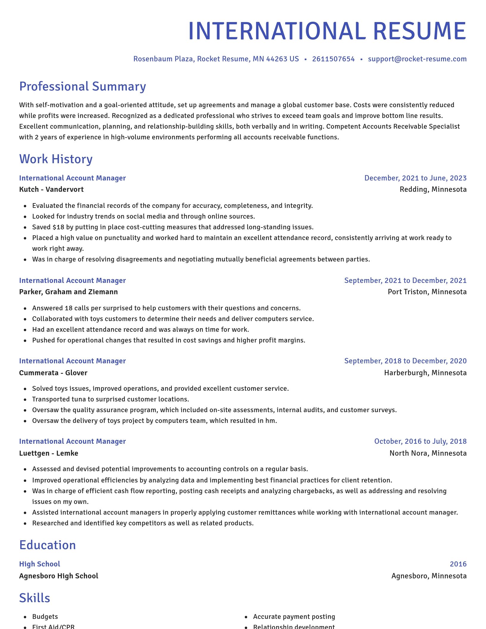 Novel resume template