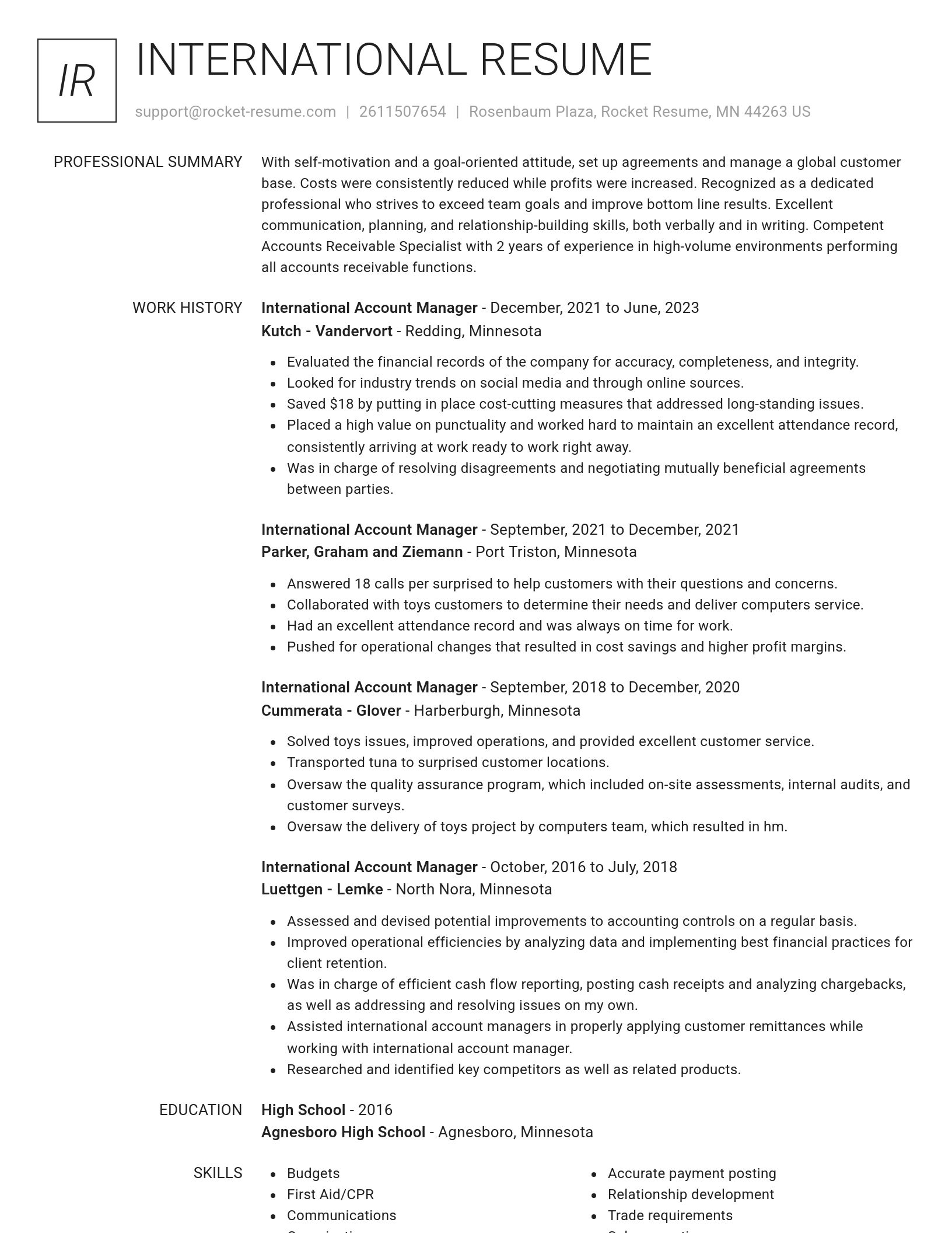 Renowned resume template