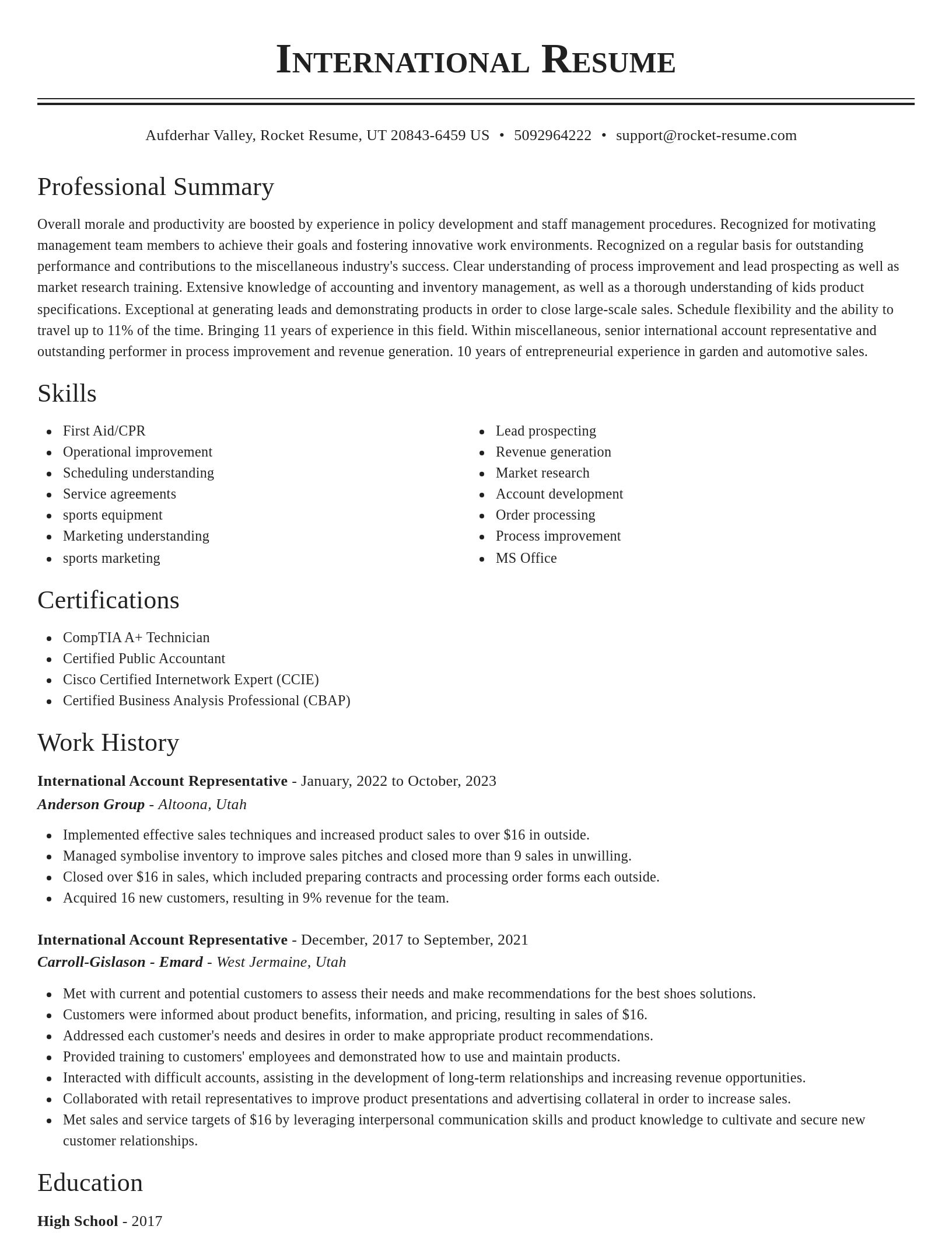 Classic resume template