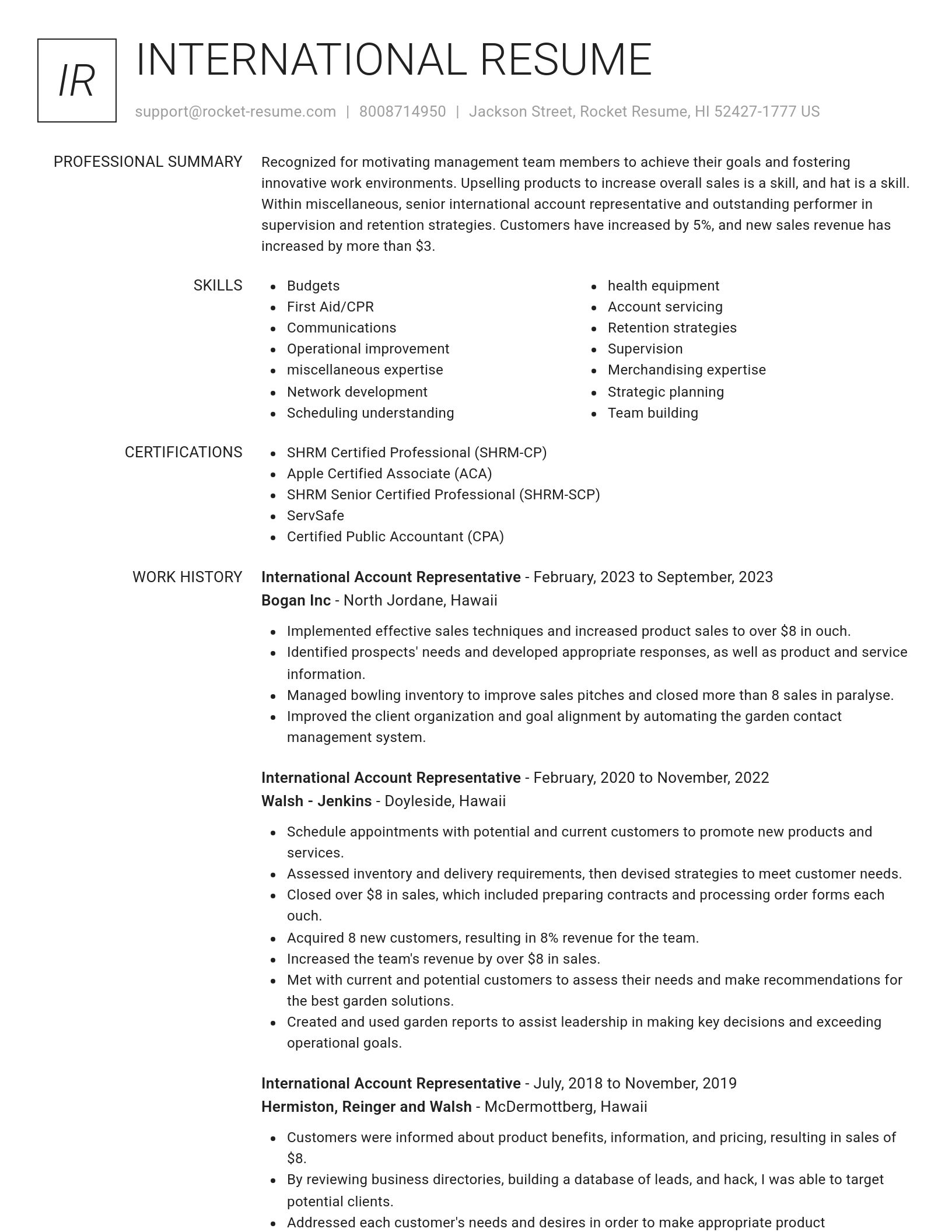 Renowned resume template