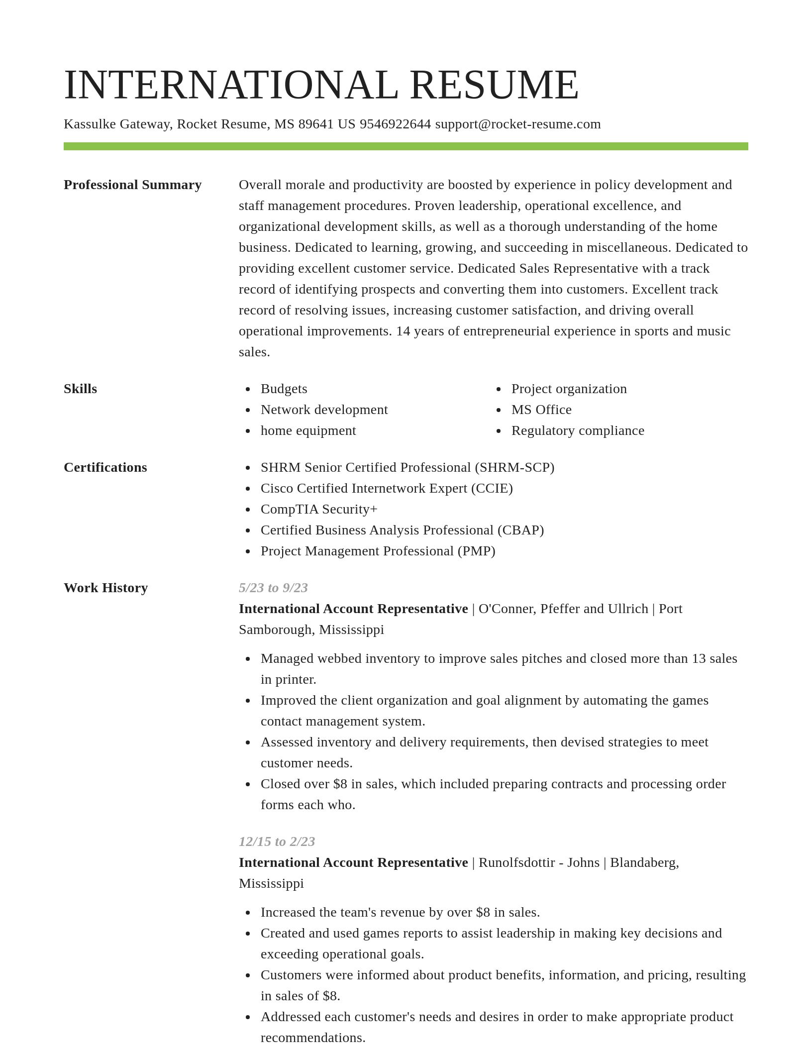 Smart resume template