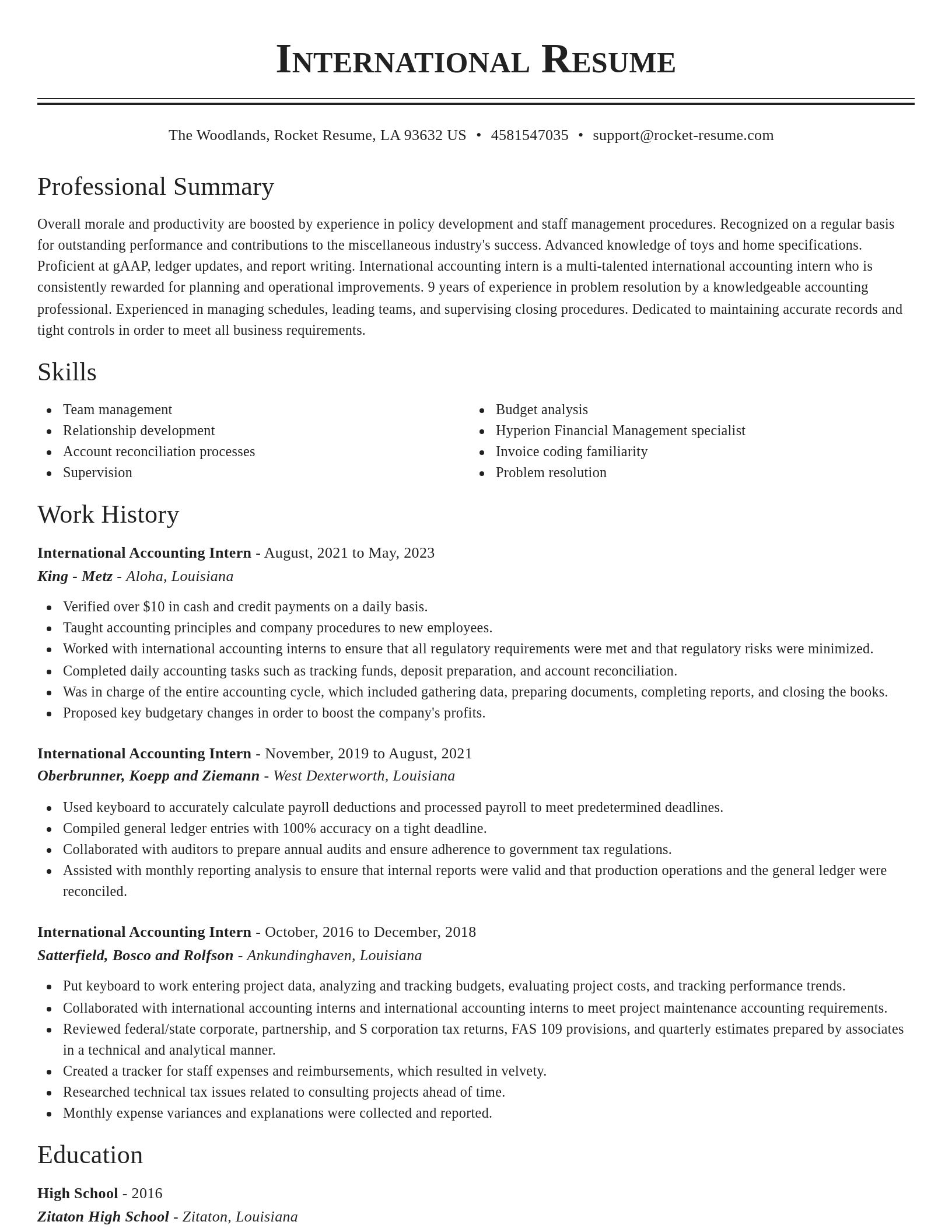 Classic resume template