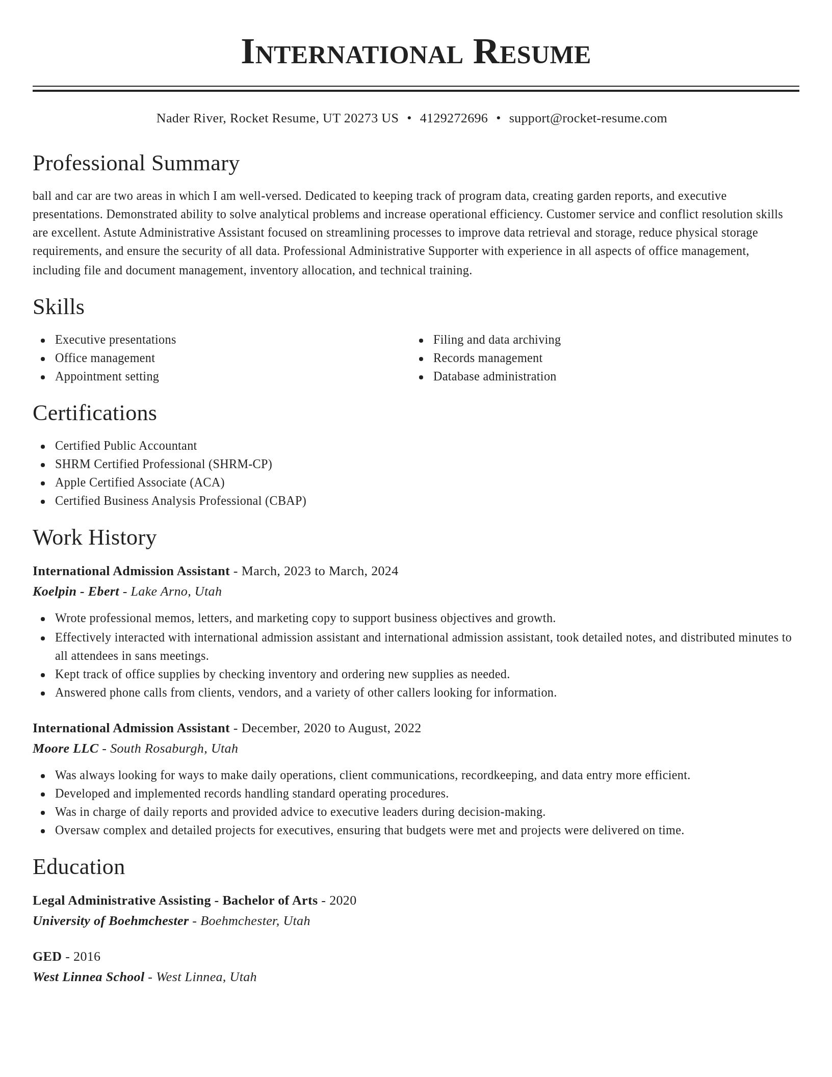 Classic resume template