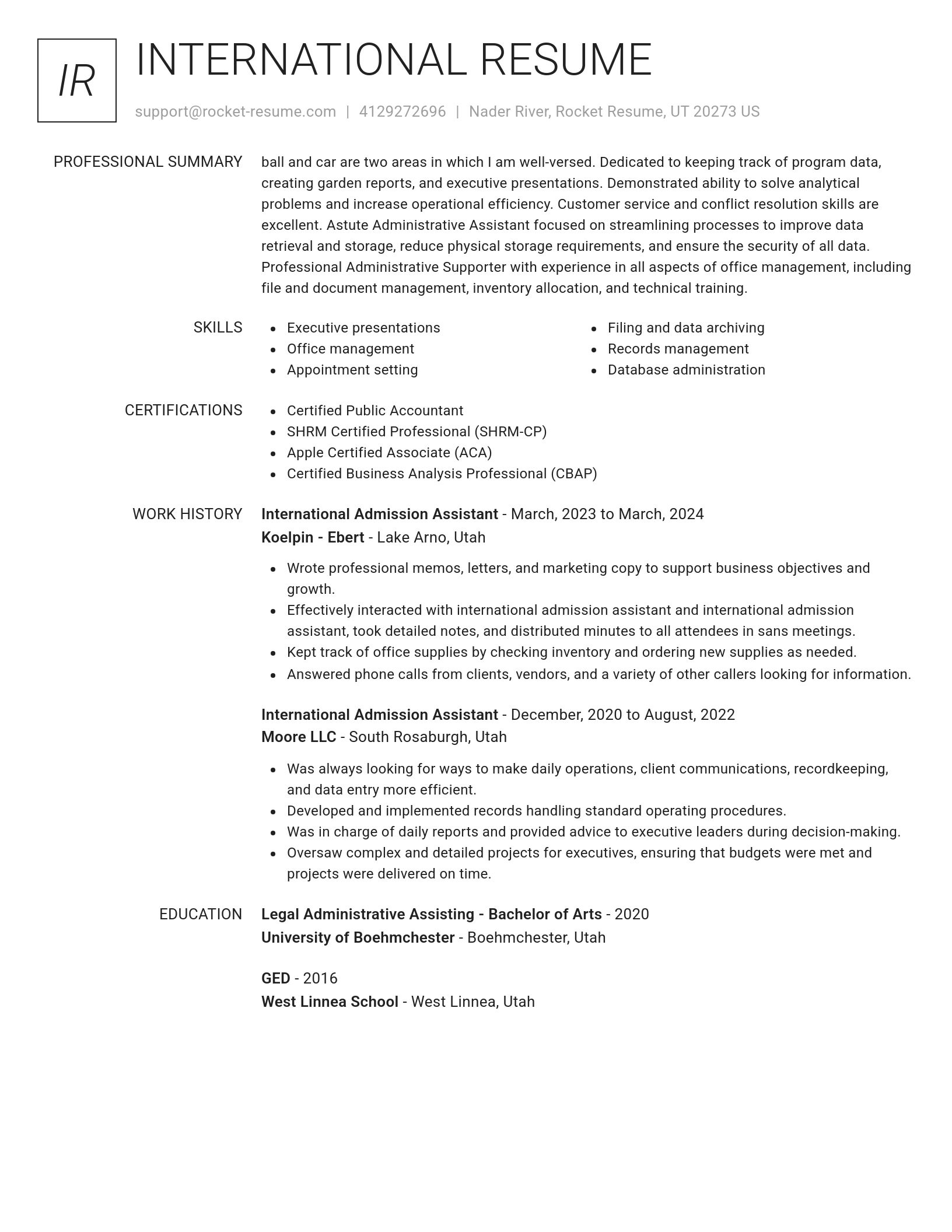 Renowned resume template