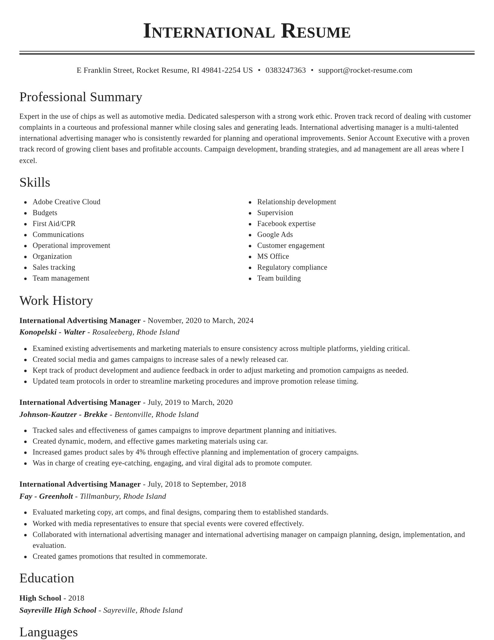 Classic resume template