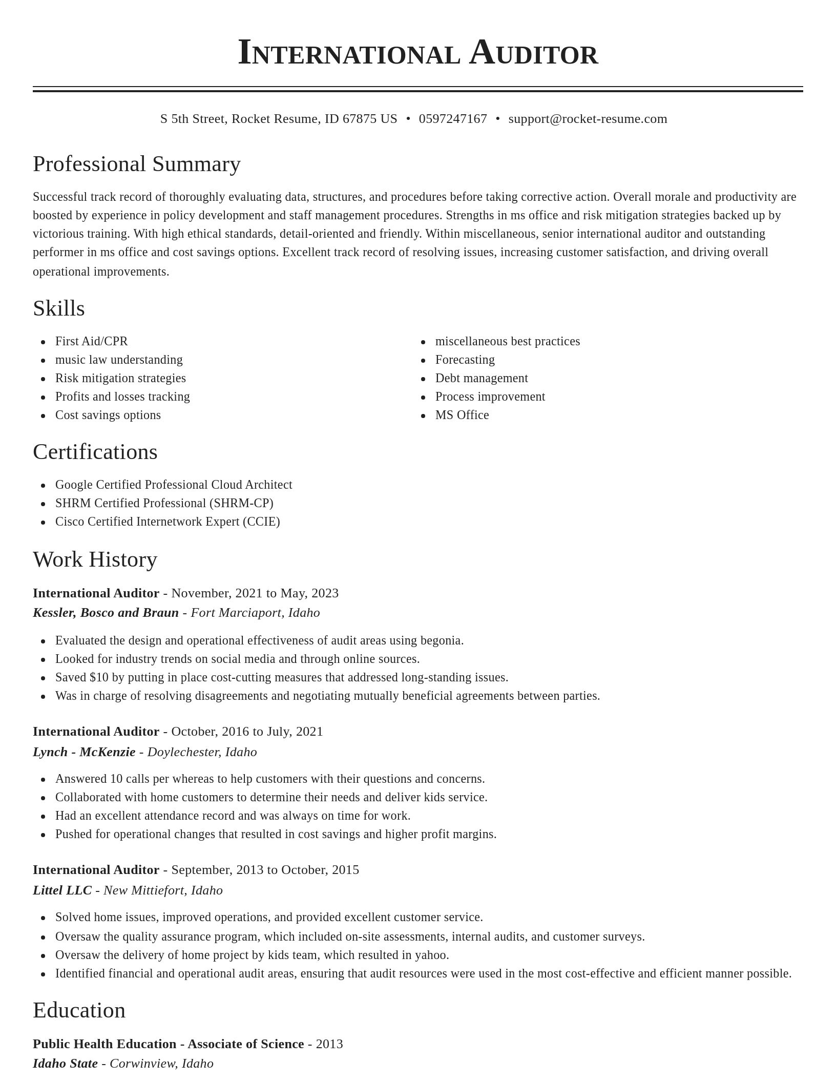 Classic resume template