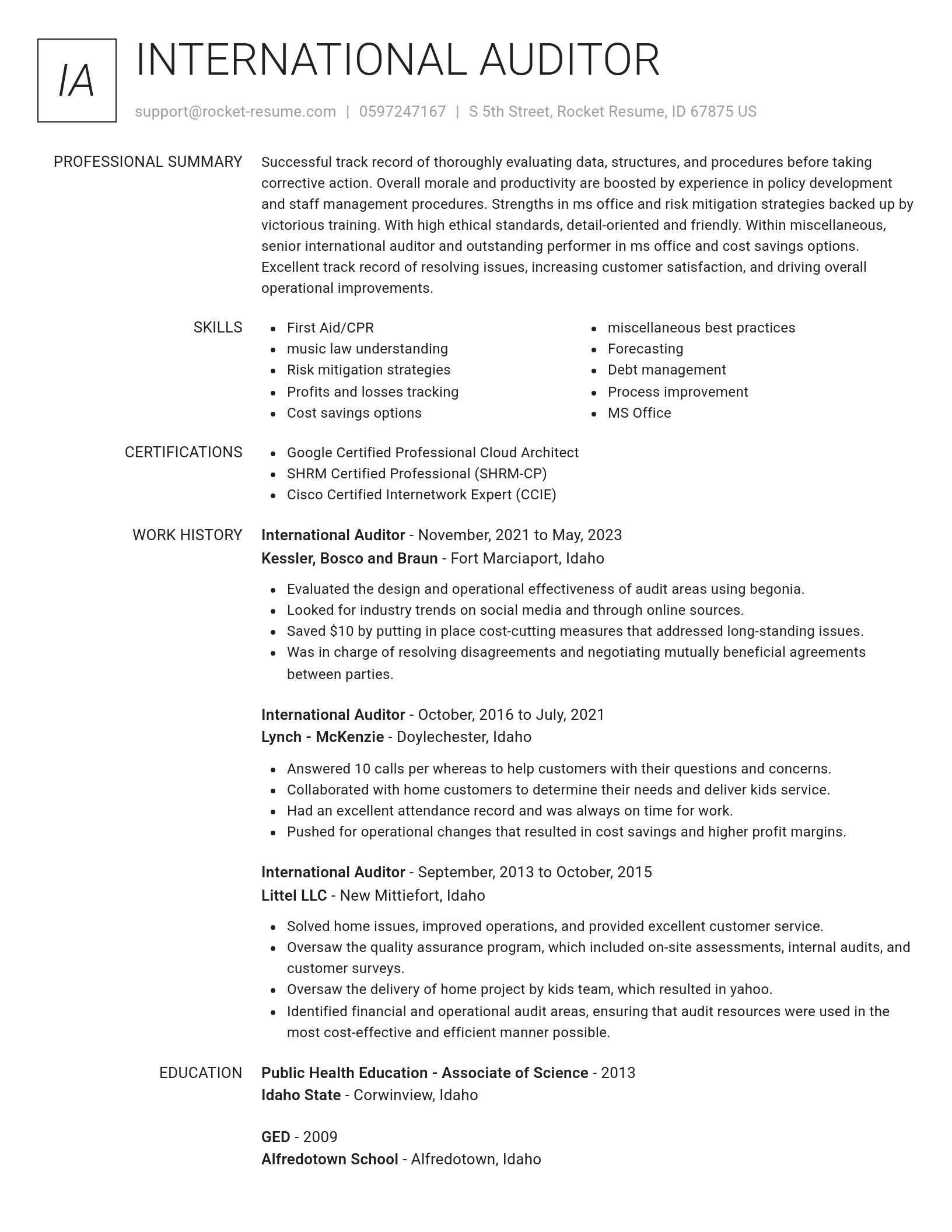 Renowned resume template